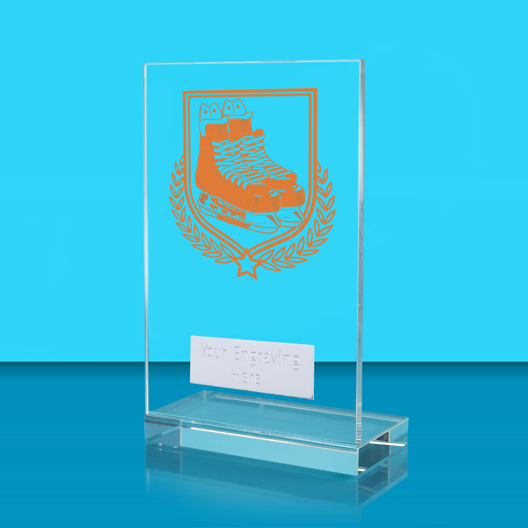 UV Colour Printed Ice Hockey L Shaped Jade Glass Award