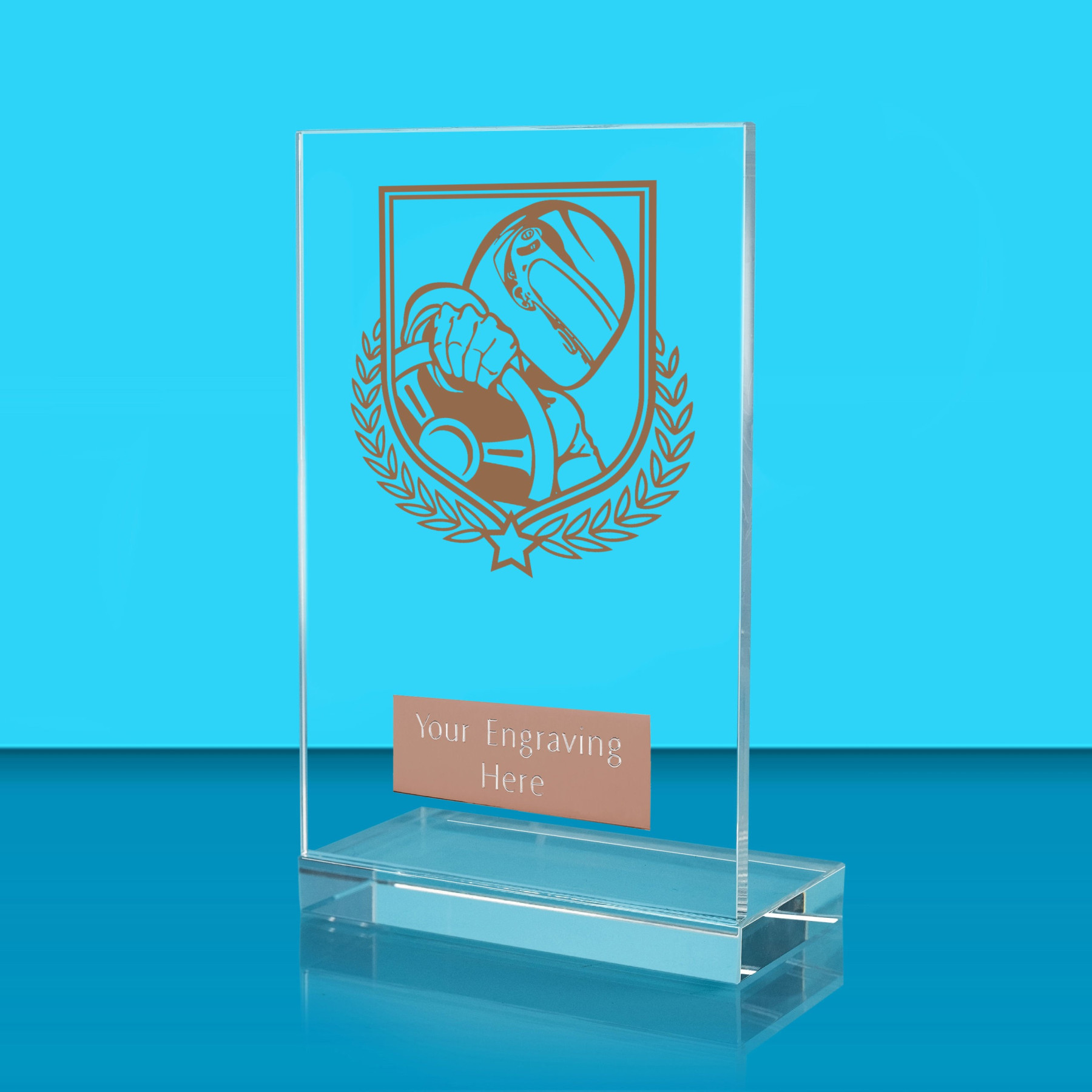 UV Colour Printed Motorsport L Shaped Jade Glass Award