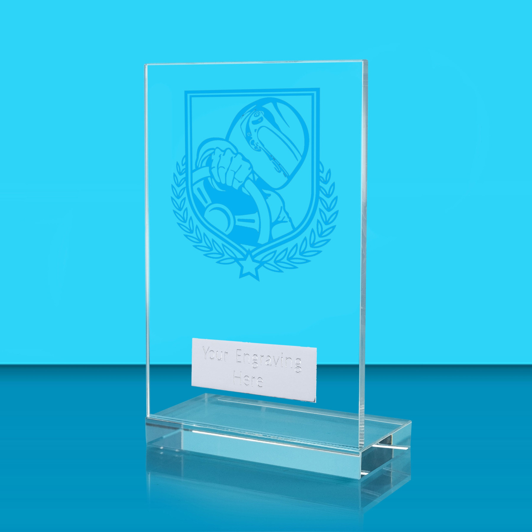 UV Colour Printed Motorsport L Shaped Jade Glass Award