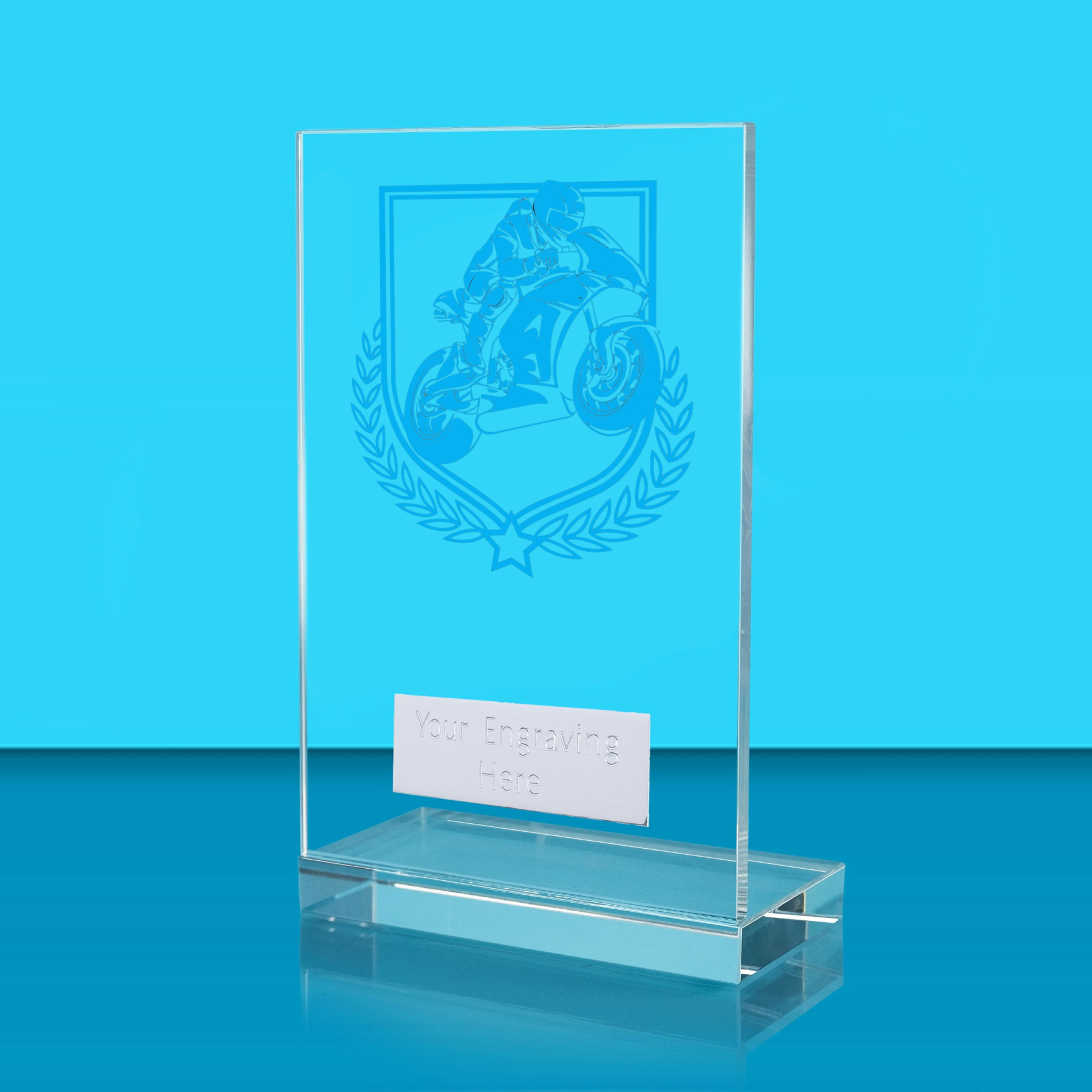 UV Colour Printed Motorsport L Shaped Jade Glass Award