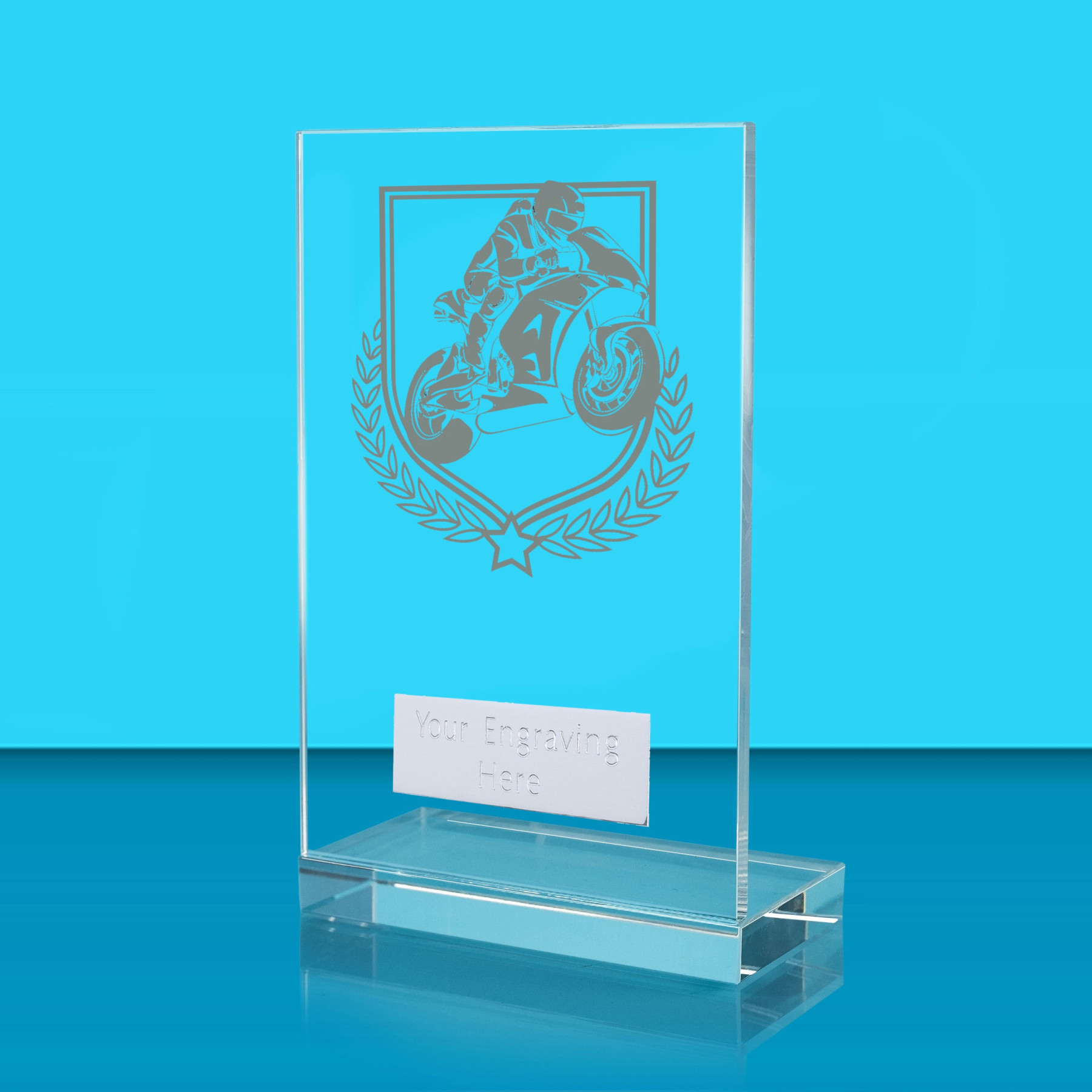 UV Colour Printed Motorsport L Shaped Jade Glass Award