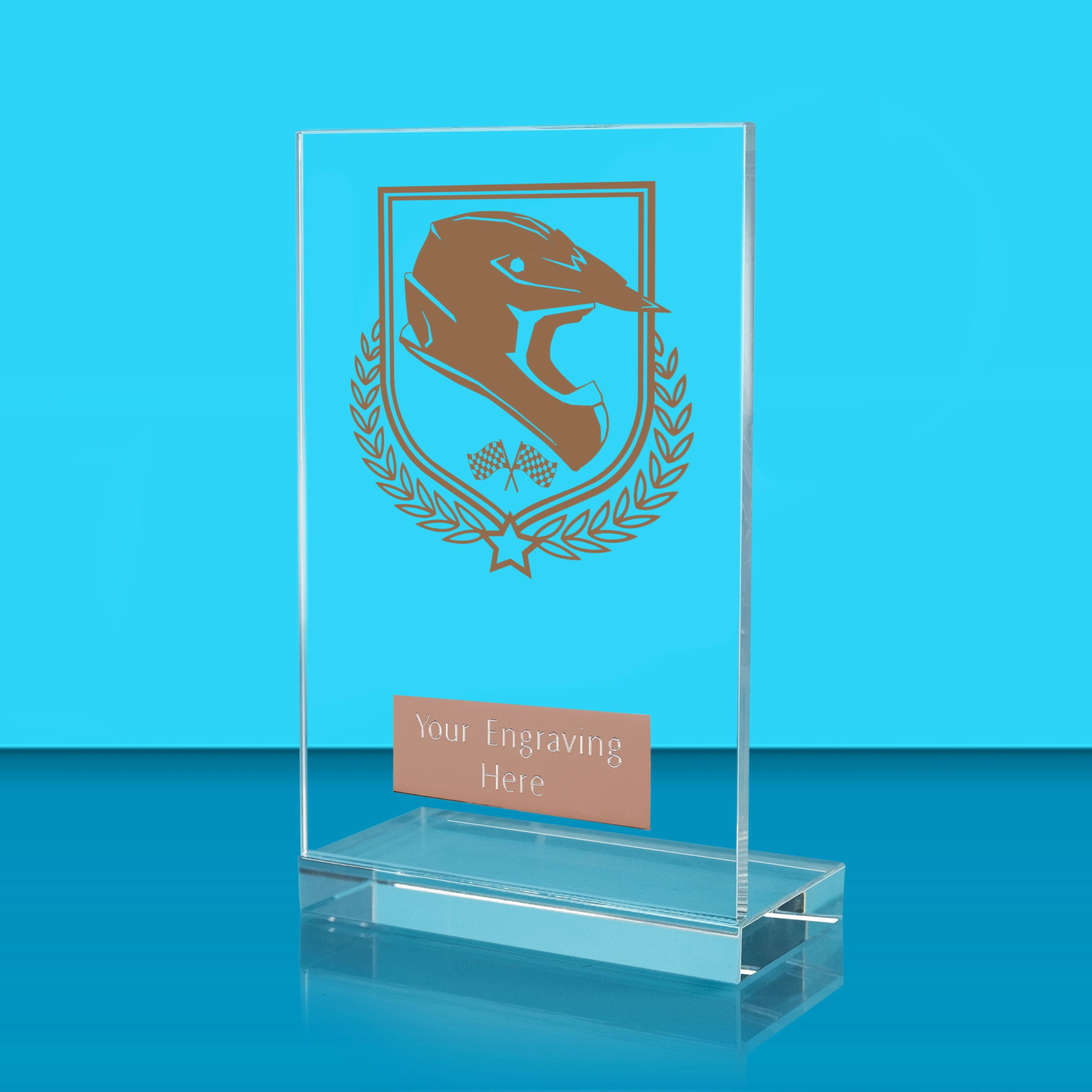 UV Colour Printed Motorsport L Shaped Jade Glass Award