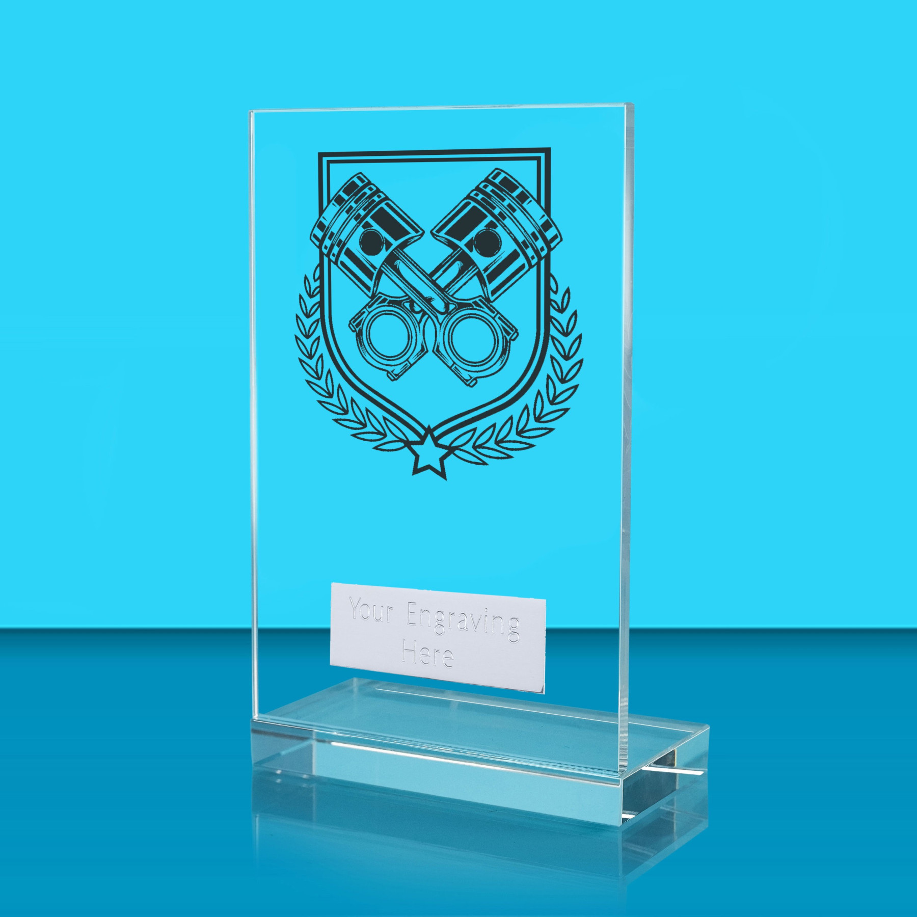 UV Colour Printed Motorsport L Shaped Jade Glass Award