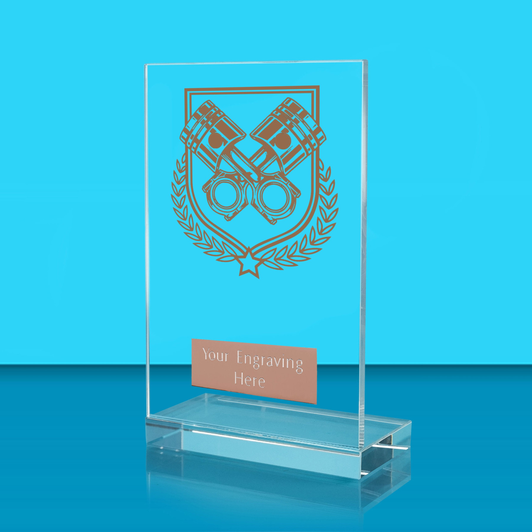 UV Colour Printed Motorsport L Shaped Jade Glass Award