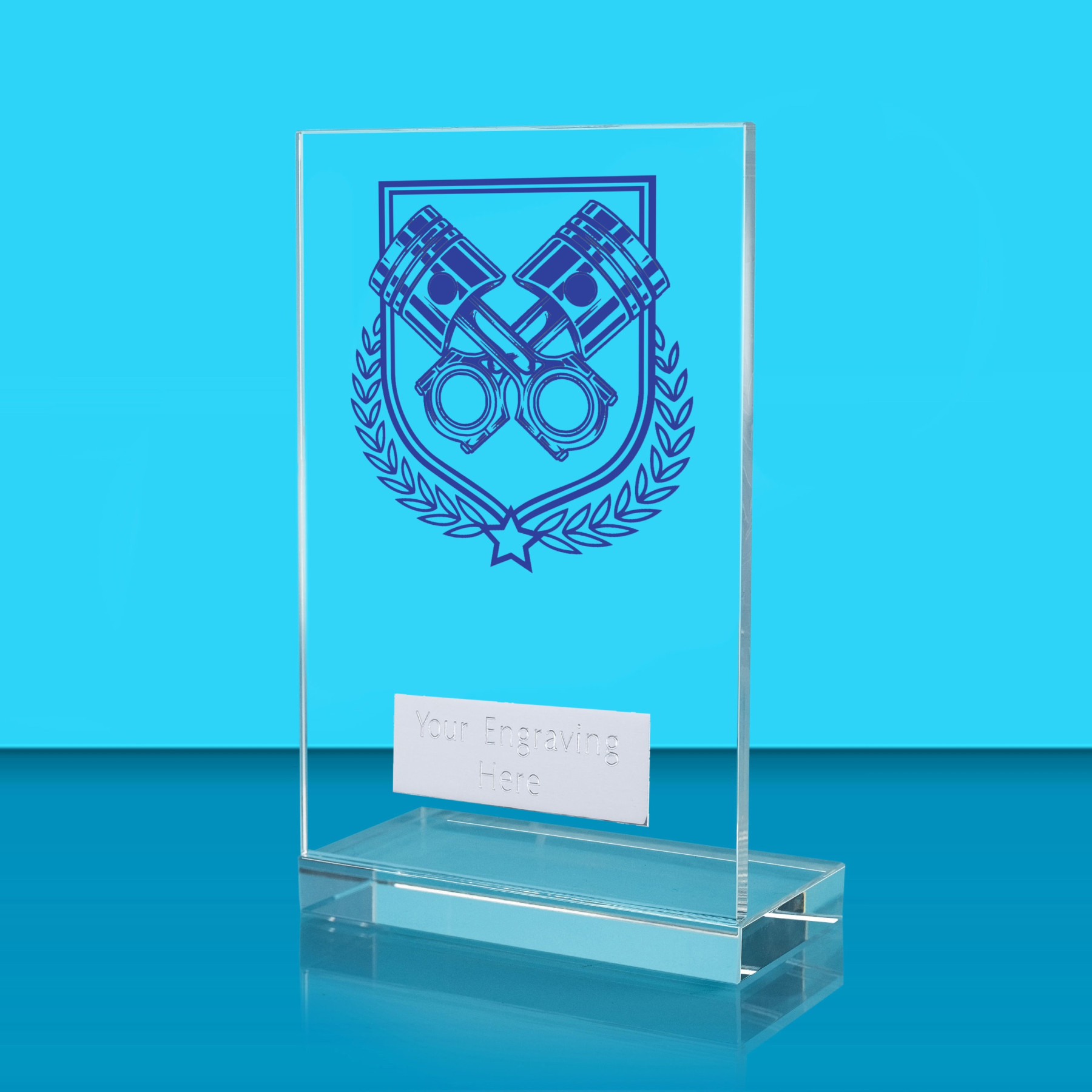 UV Colour Printed Motorsport L Shaped Jade Glass Award
