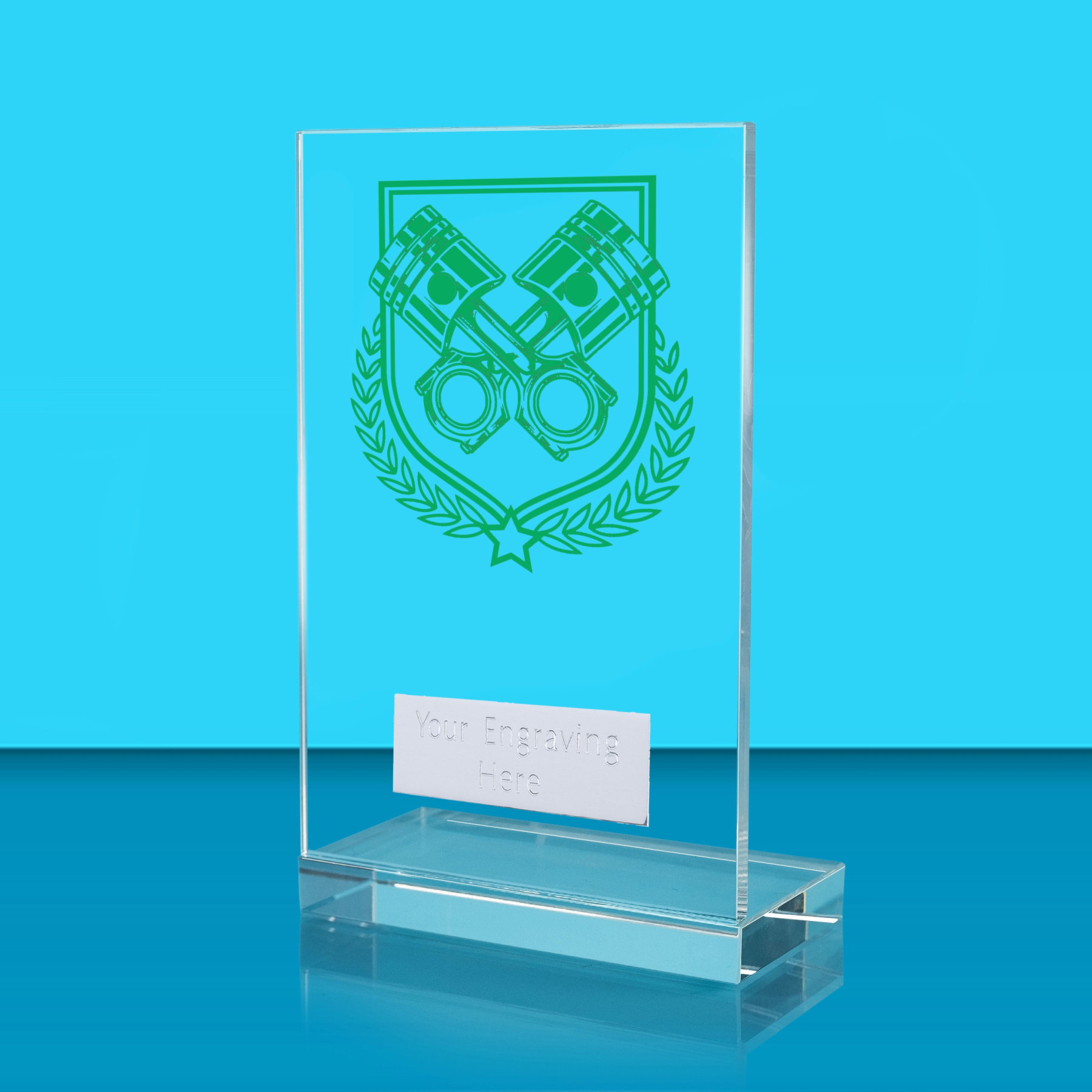 UV Colour Printed Motorsport L Shaped Jade Glass Award
