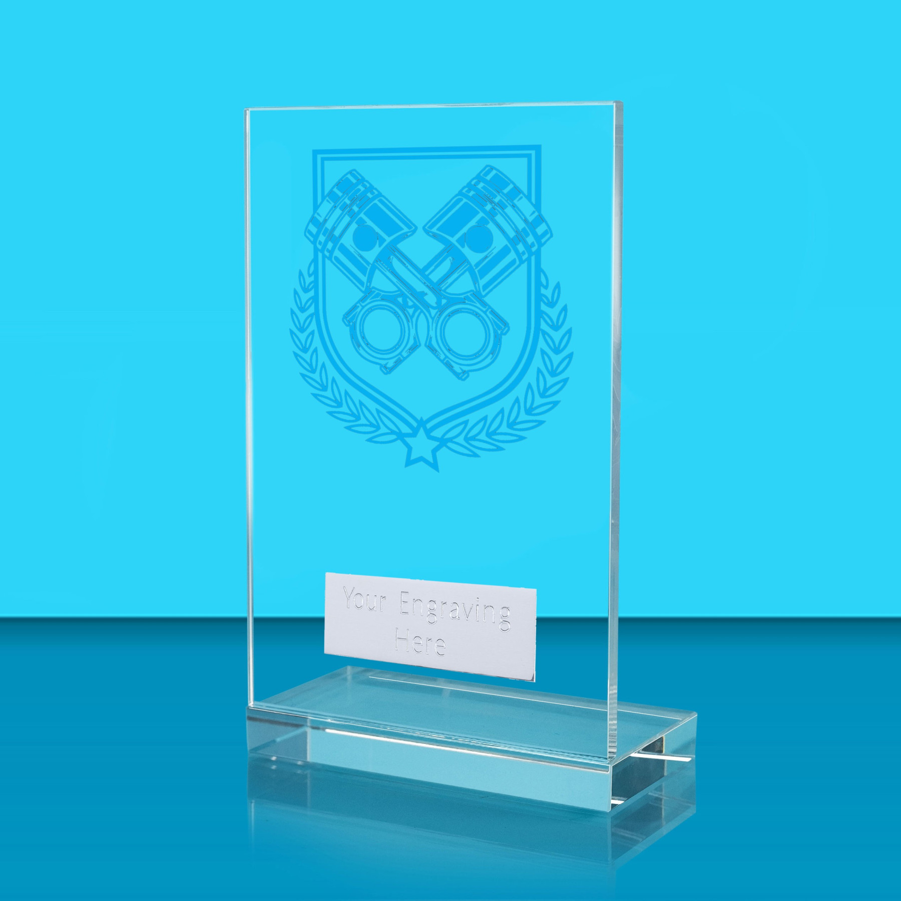 UV Colour Printed Motorsport L Shaped Jade Glass Award