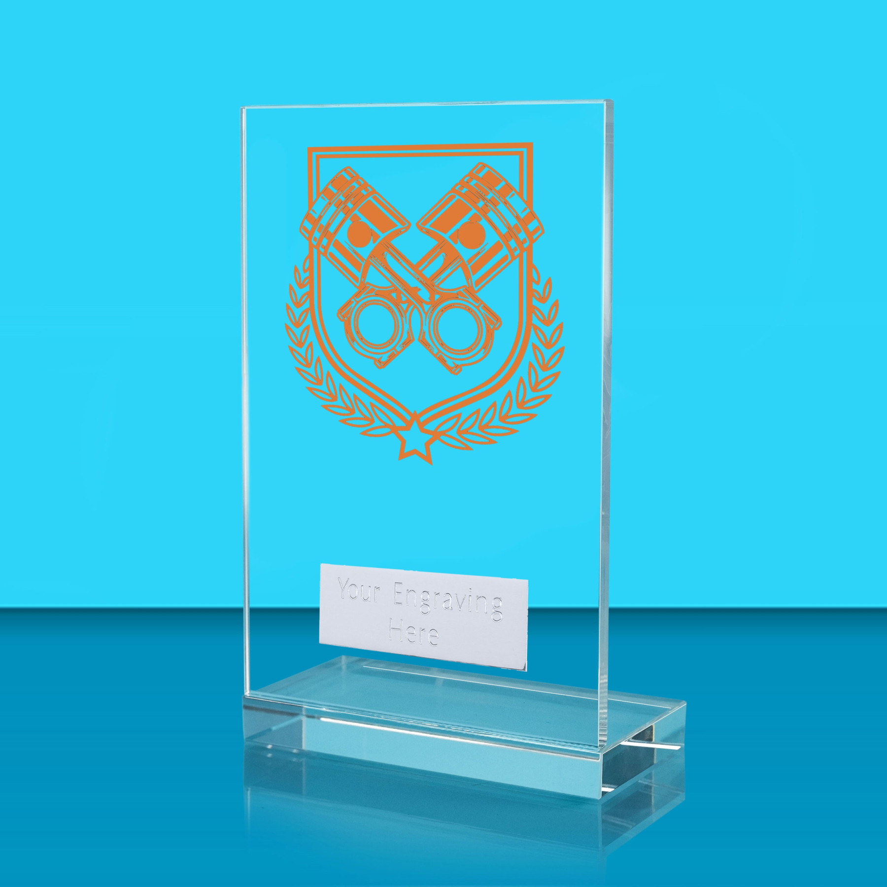 UV Colour Printed Motorsport L Shaped Jade Glass Award