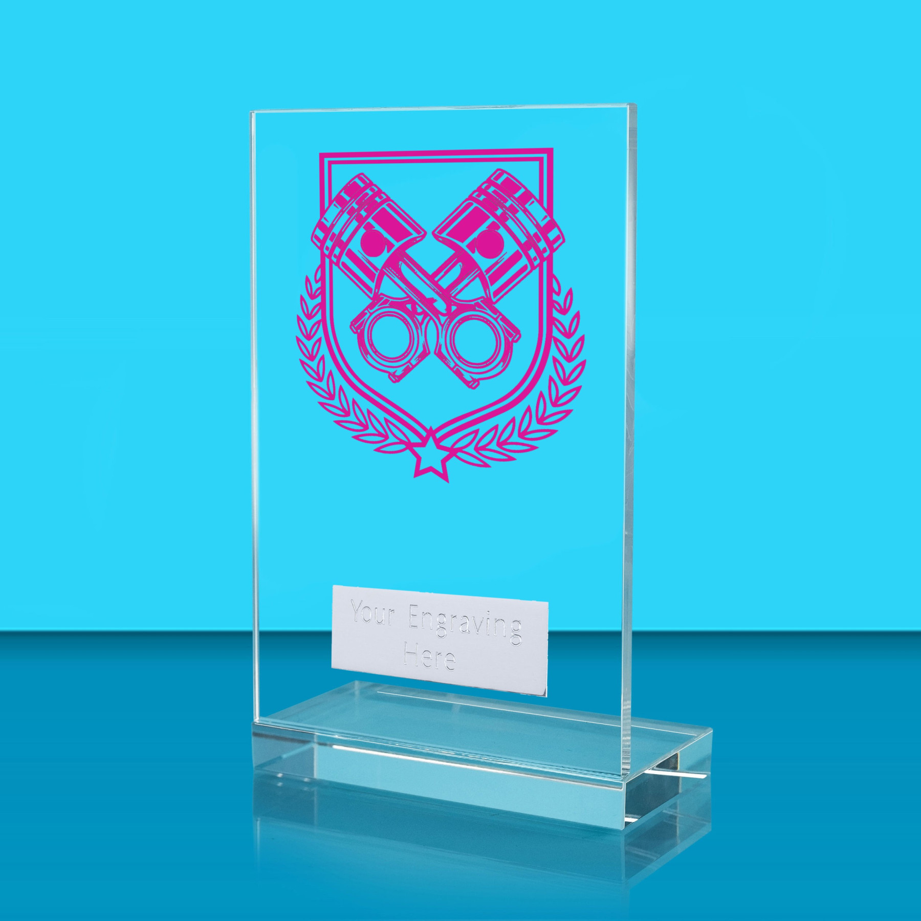 UV Colour Printed Motorsport L Shaped Jade Glass Award