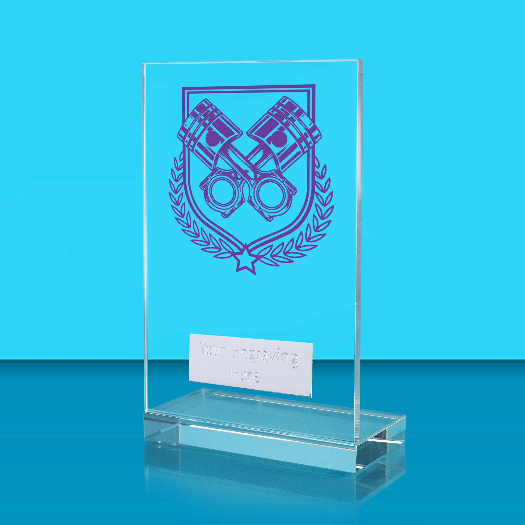 UV Colour Printed Motorsport L Shaped Jade Glass Award