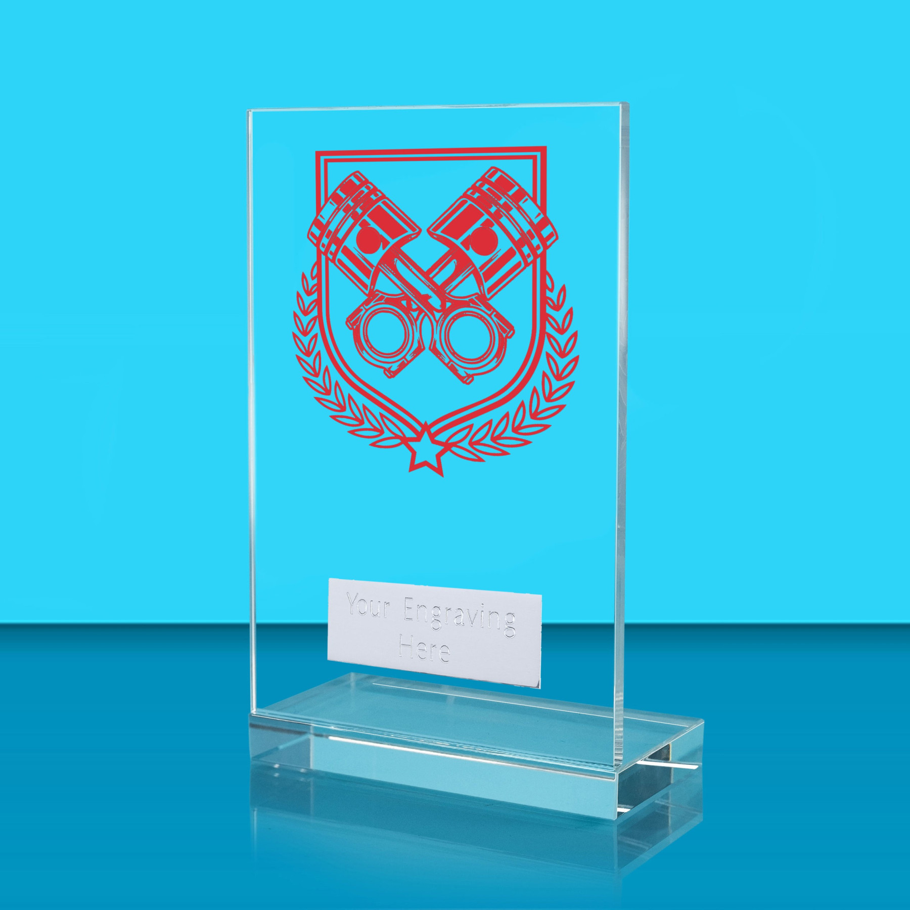 UV Colour Printed Motorsport L Shaped Jade Glass Award