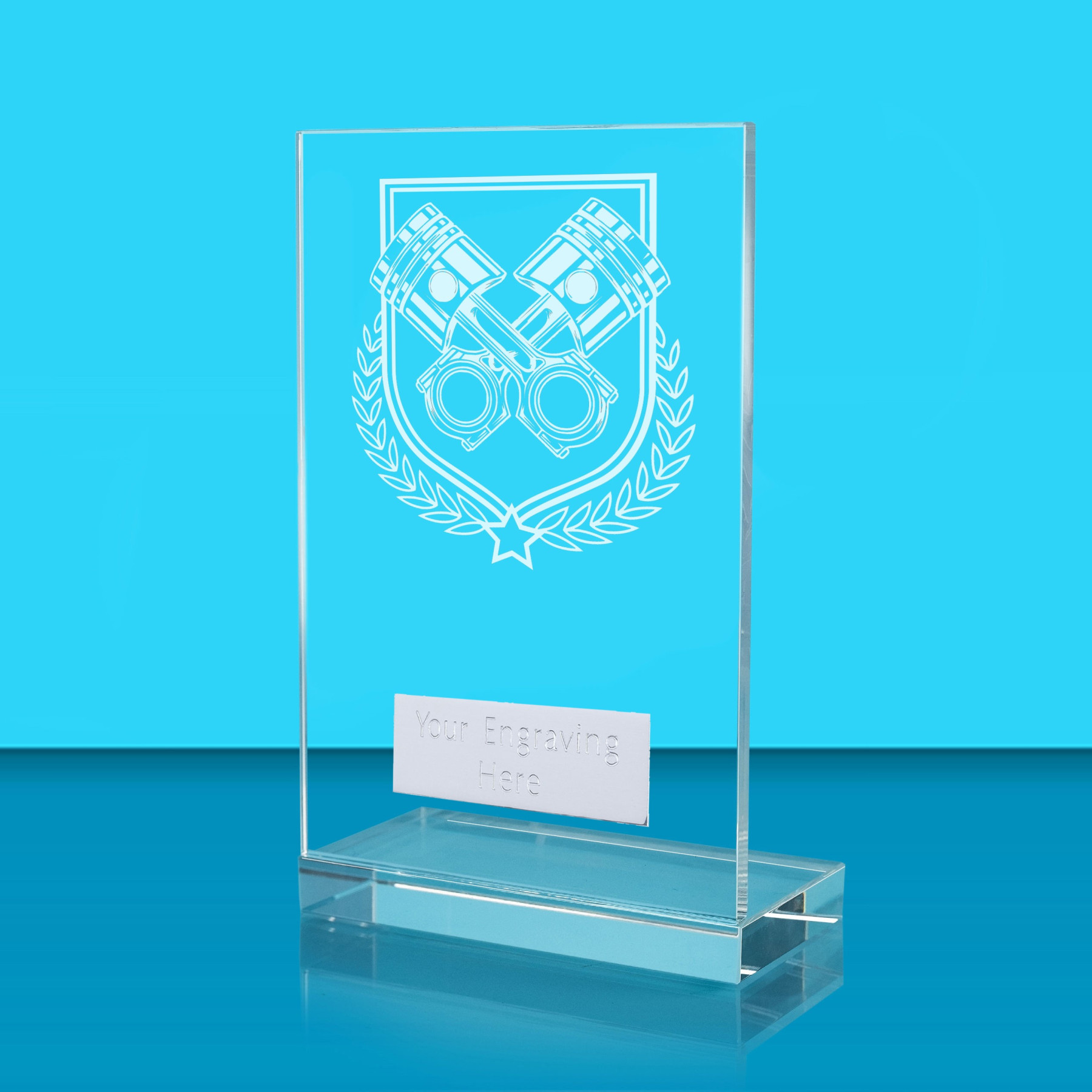 UV Colour Printed Motorsport L Shaped Jade Glass Award