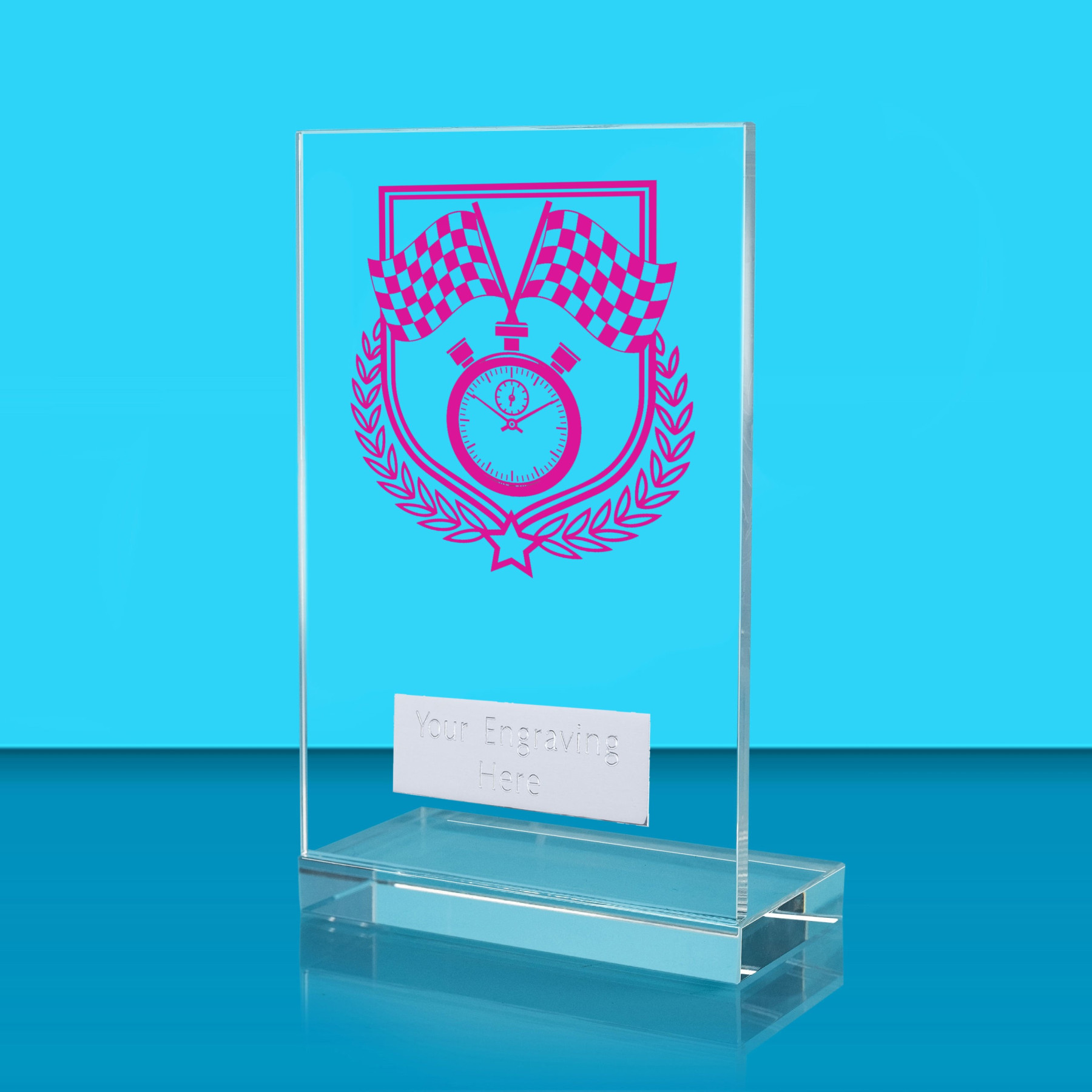 UV Colour Printed Motorsport L Shaped Jade Glass Award