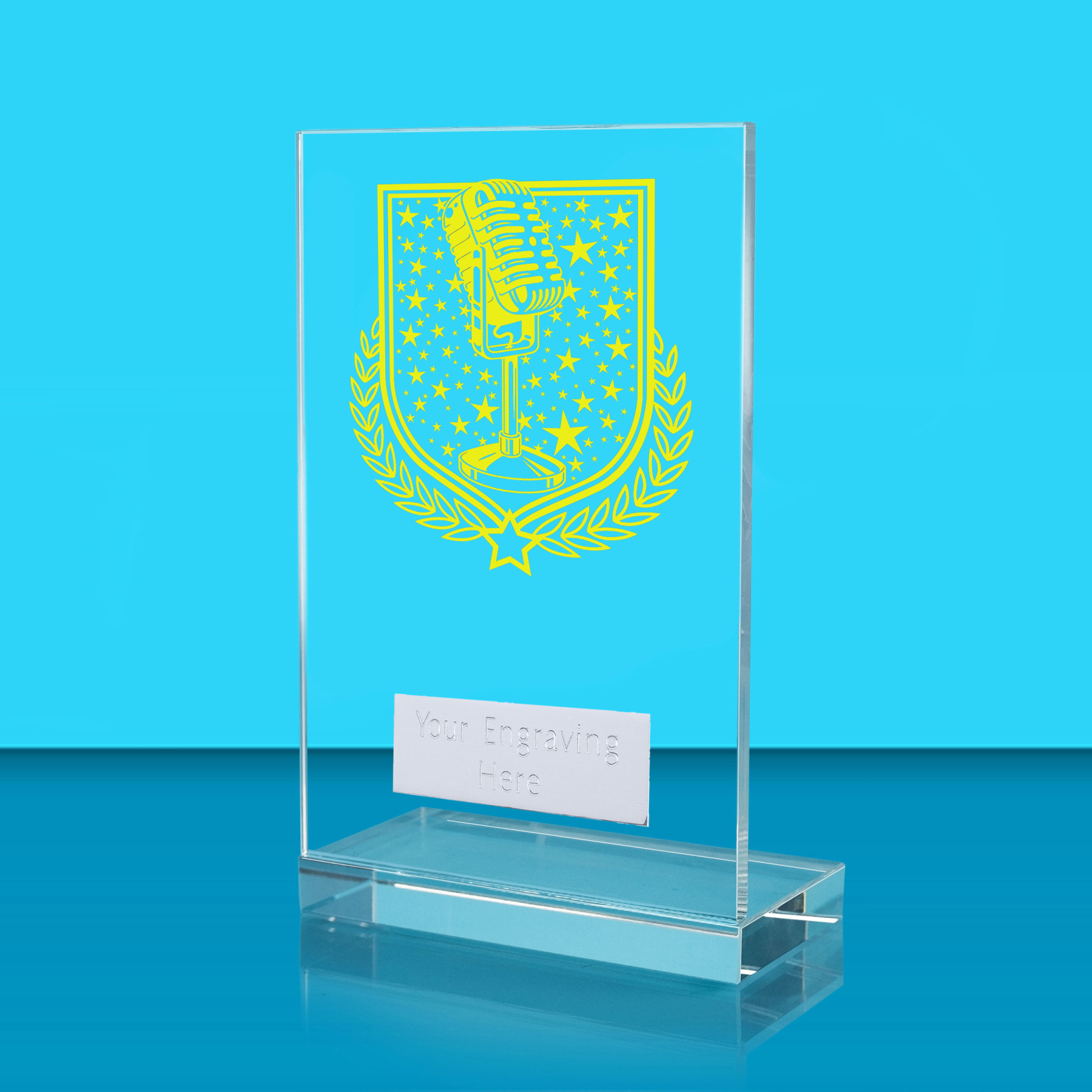 UV Colour Printed Music L Shaped Jade Glass Award