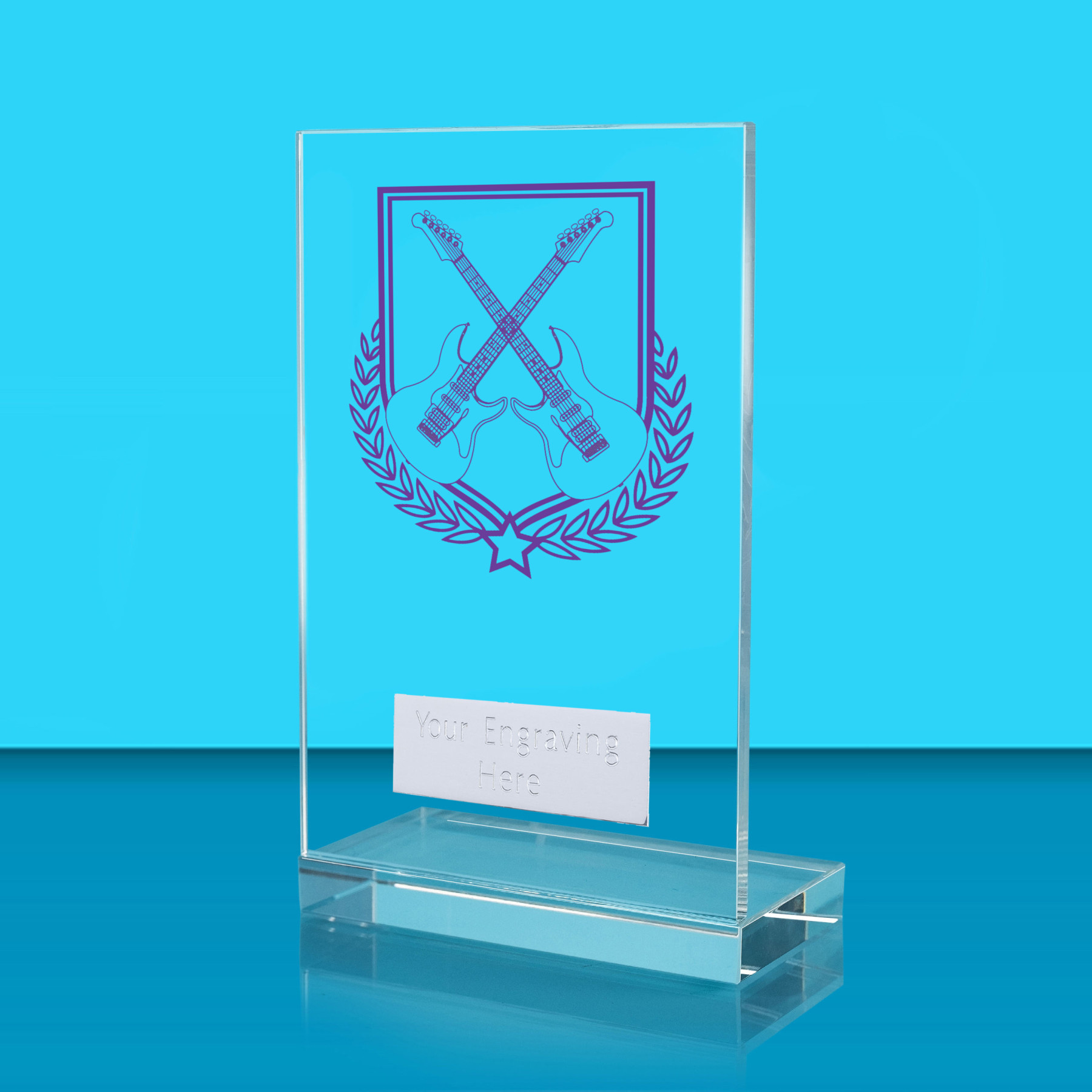 UV Colour Printed Music L Shaped Jade Glass Award