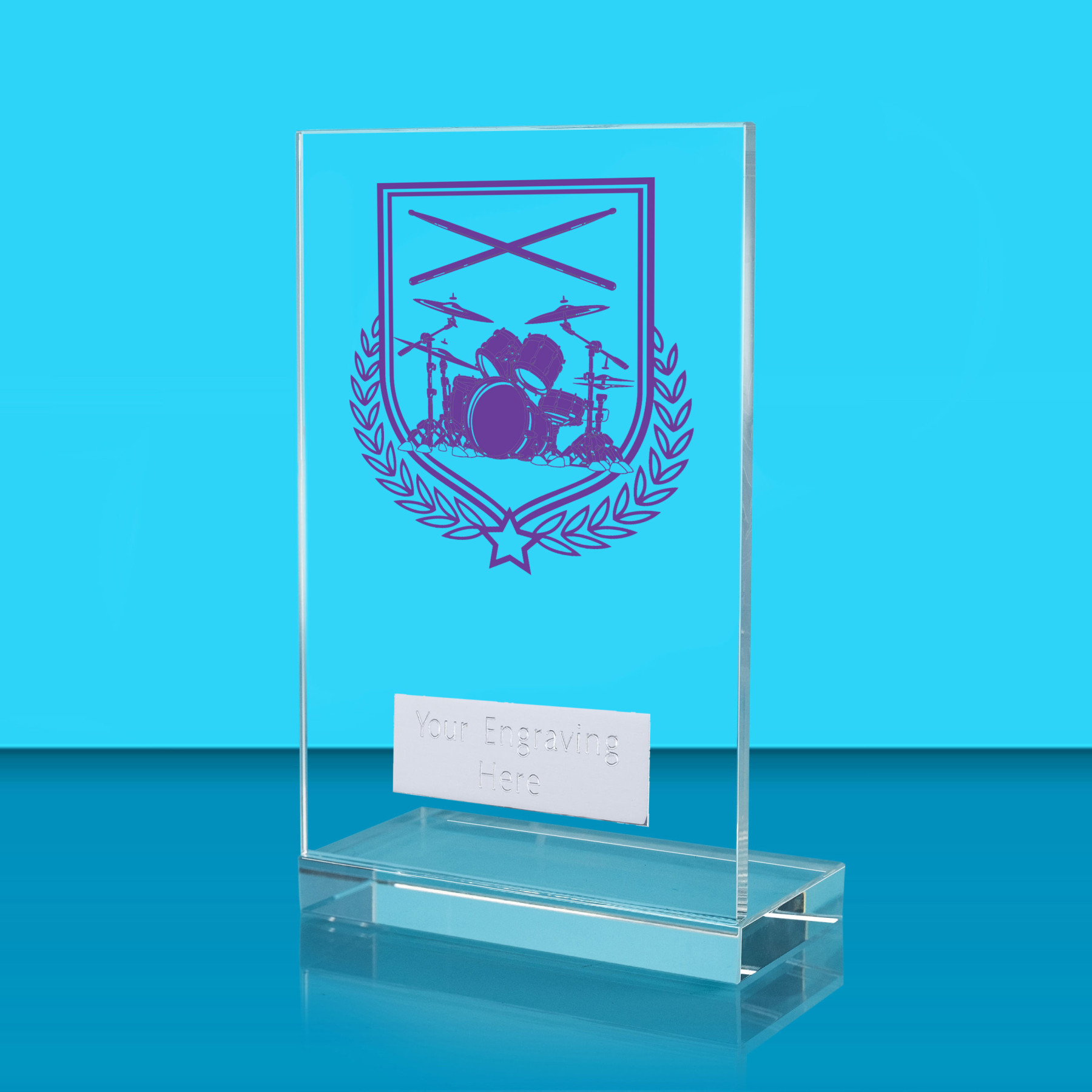 UV Colour Printed Music L Shaped Jade Glass Award