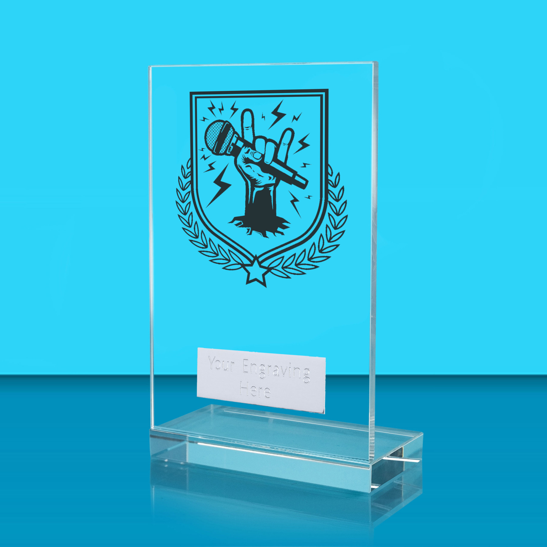 UV Colour Printed Music L Shaped Jade Glass Award