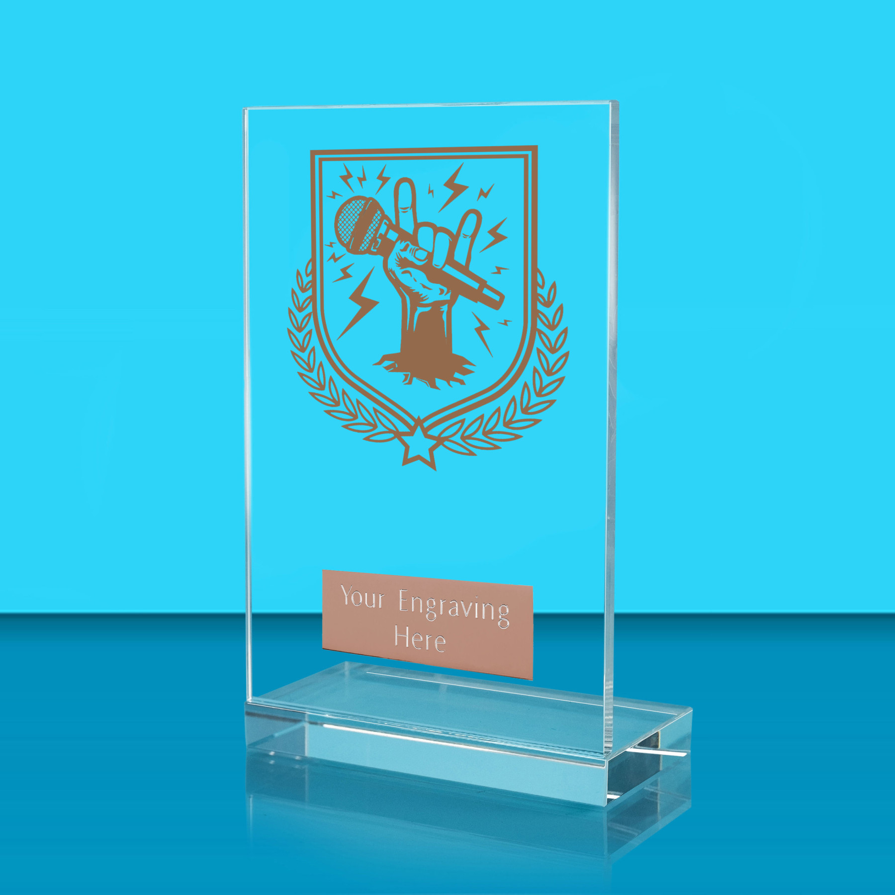UV Colour Printed Music L Shaped Jade Glass Award