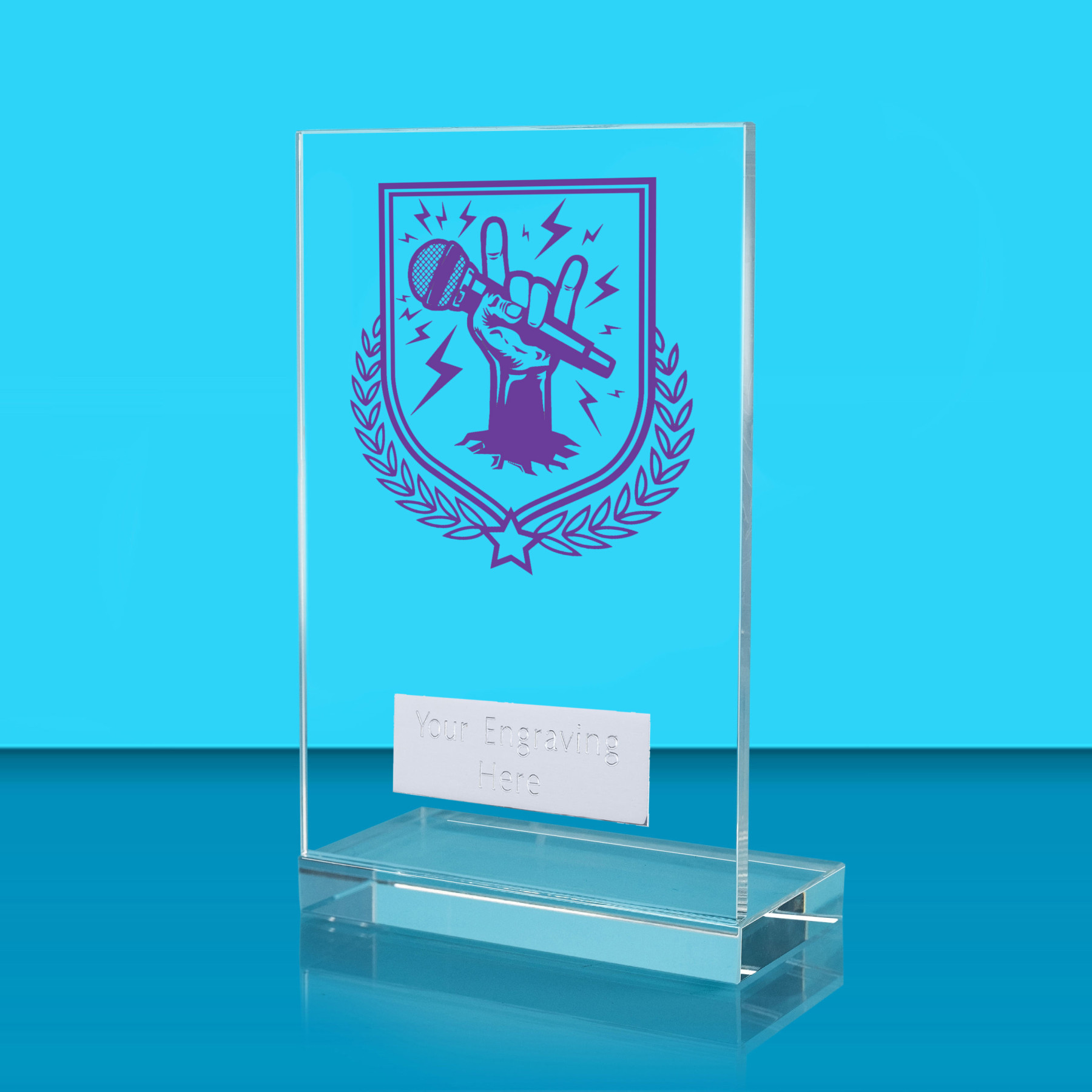UV Colour Printed Music L Shaped Jade Glass Award