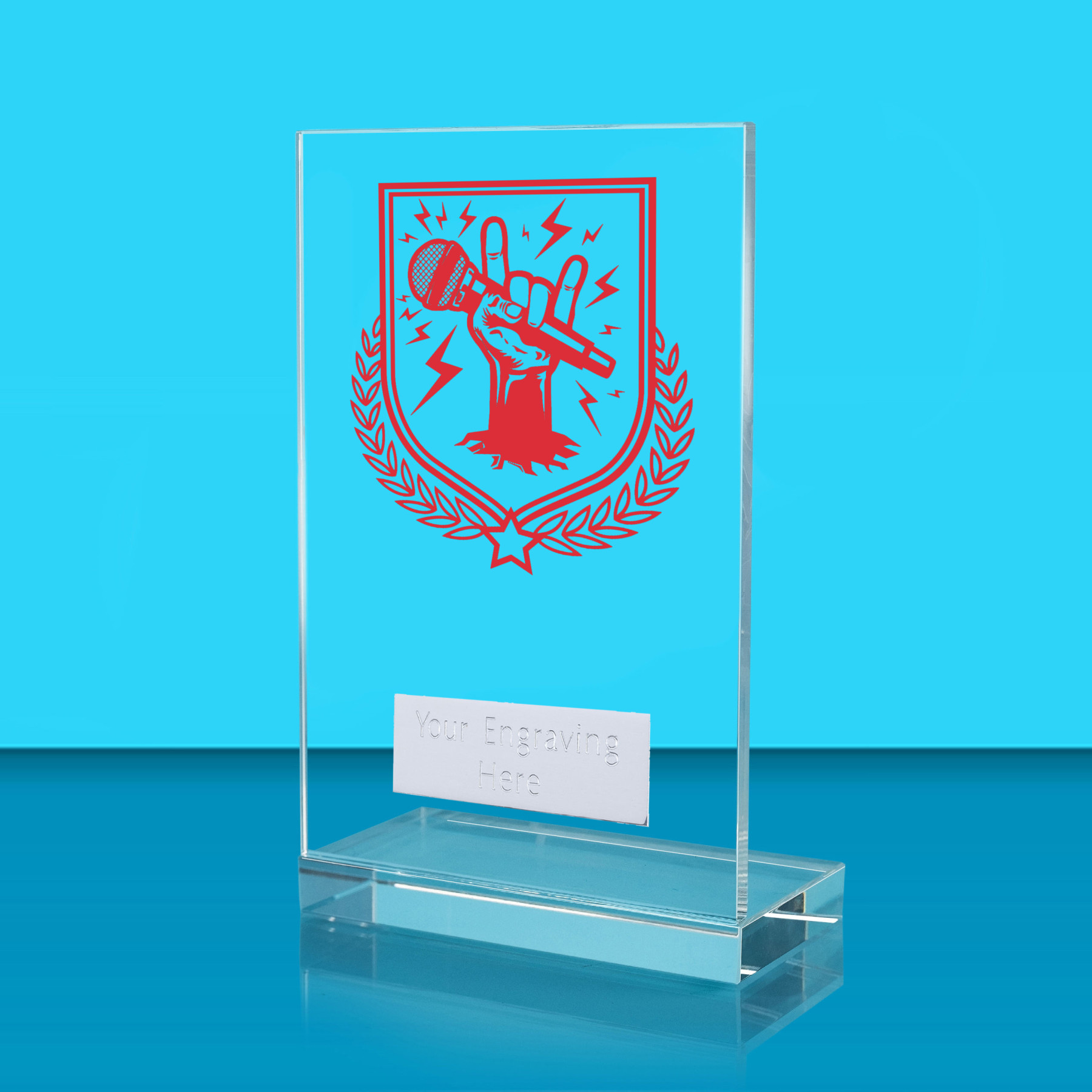 UV Colour Printed Music L Shaped Jade Glass Award