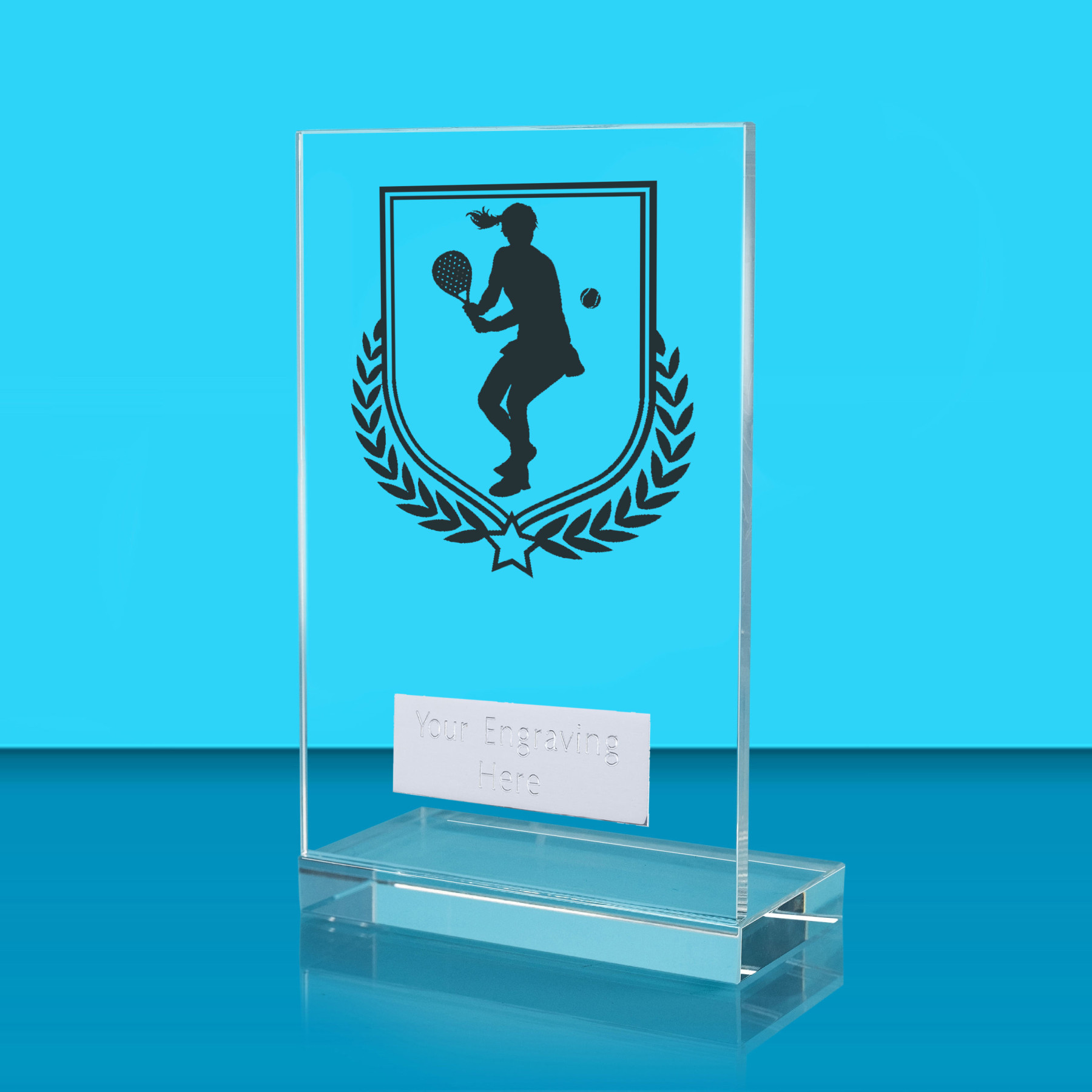 UV Colour Printed Padel Tennis L Shaped Jade Glass Award