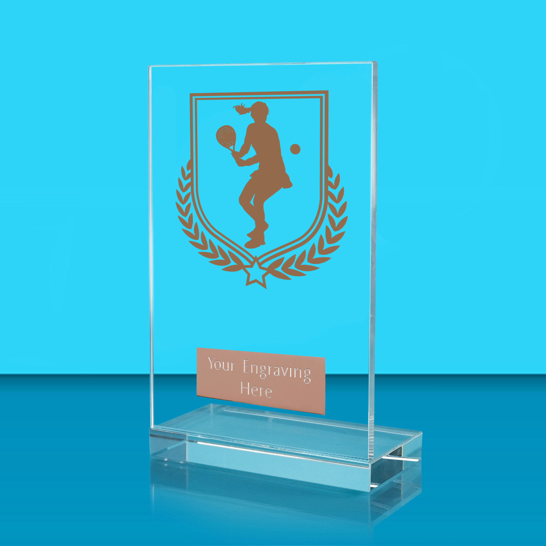 UV Colour Printed Padel Tennis L Shaped Jade Glass Award