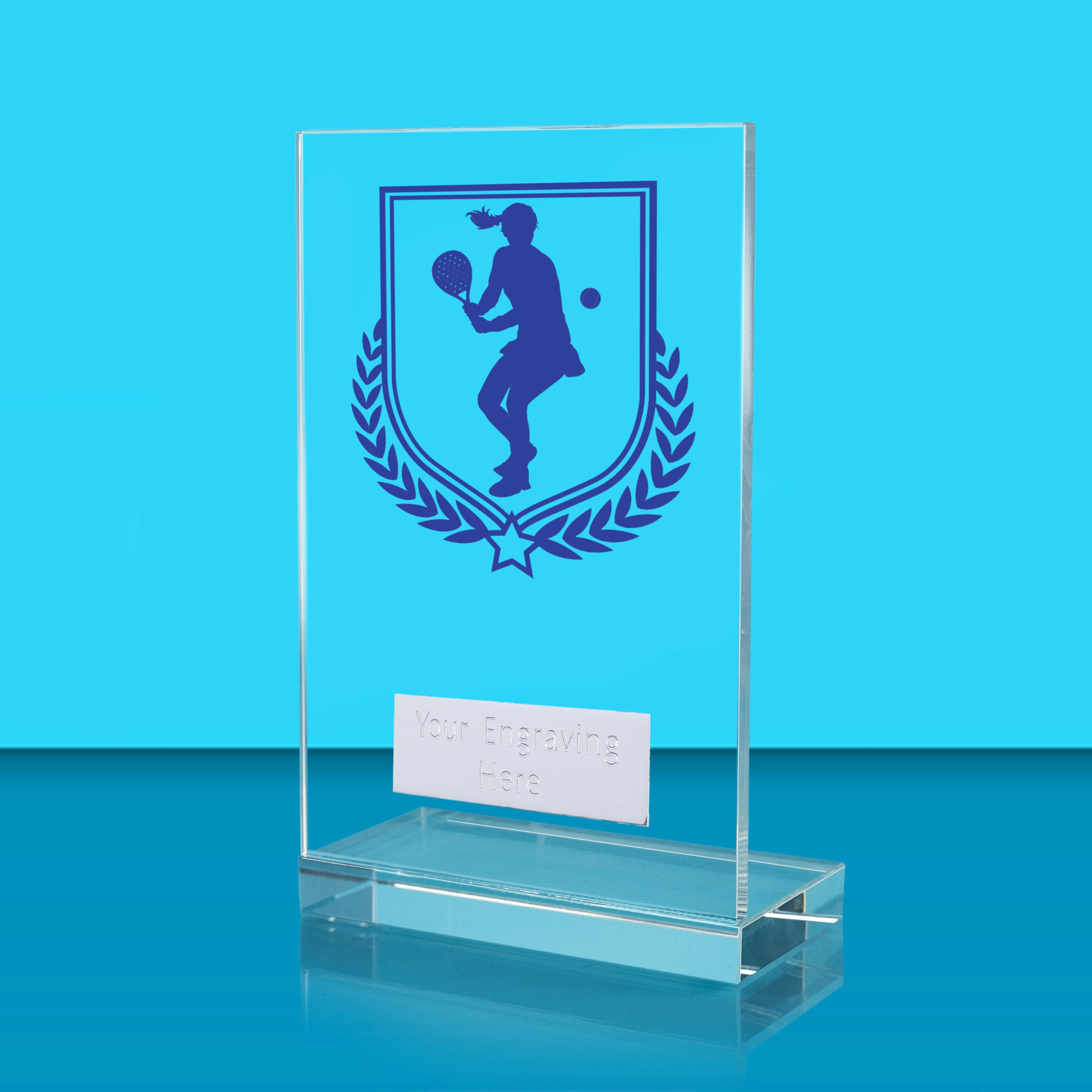 UV Colour Printed Padel Tennis L Shaped Jade Glass Award