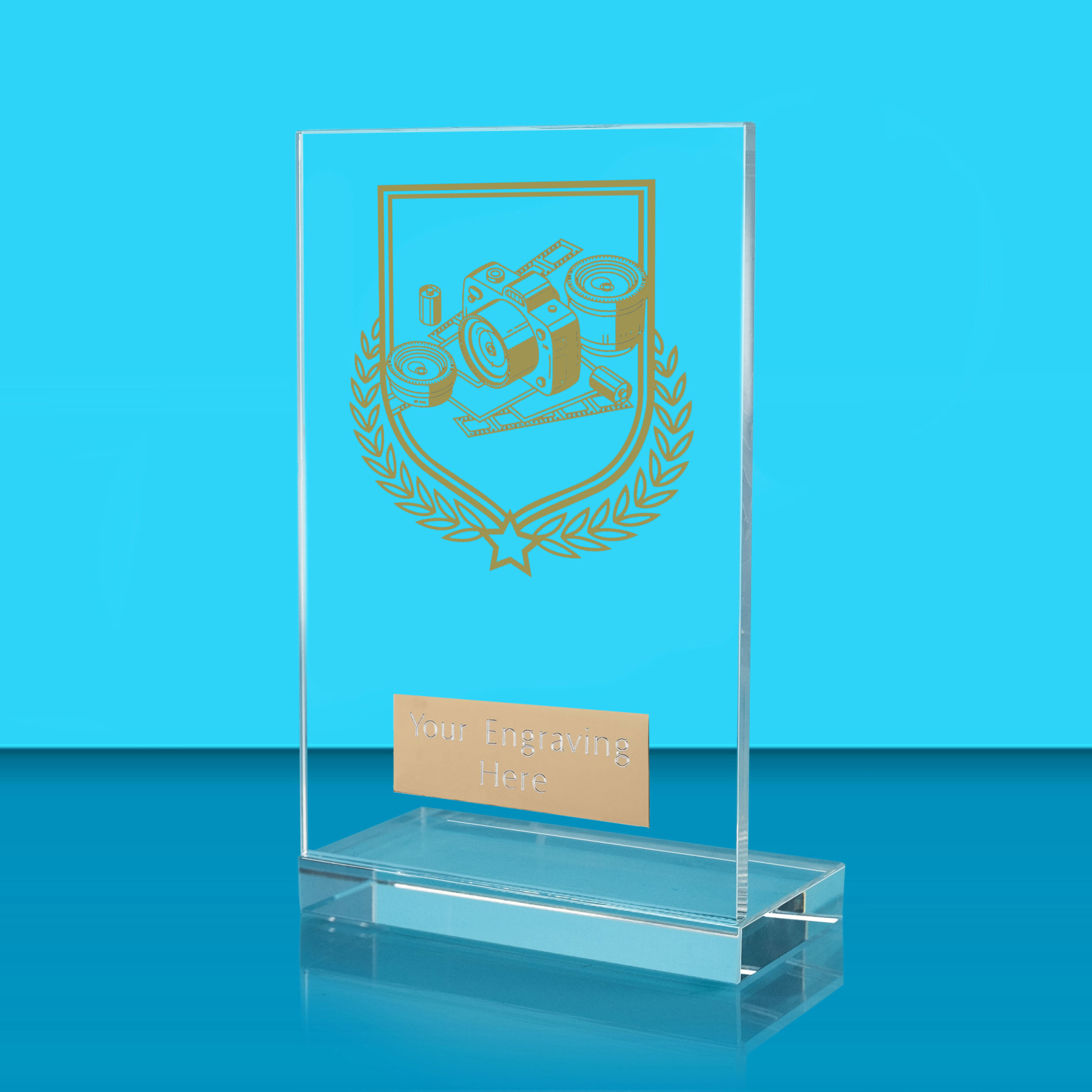 UV Colour Printed Photography L Shaped Jade Glass Award