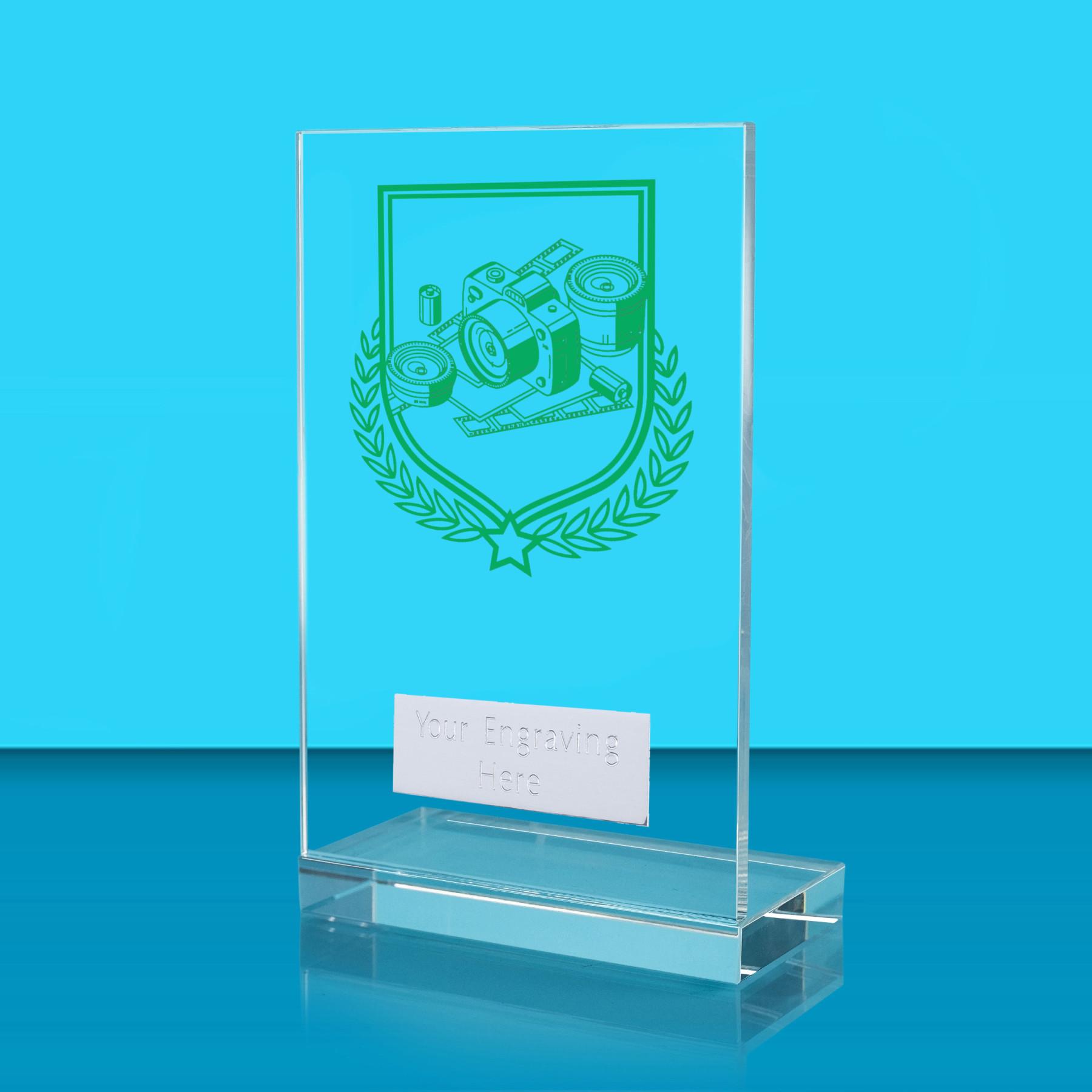 UV Colour Printed Photography L Shaped Jade Glass Award