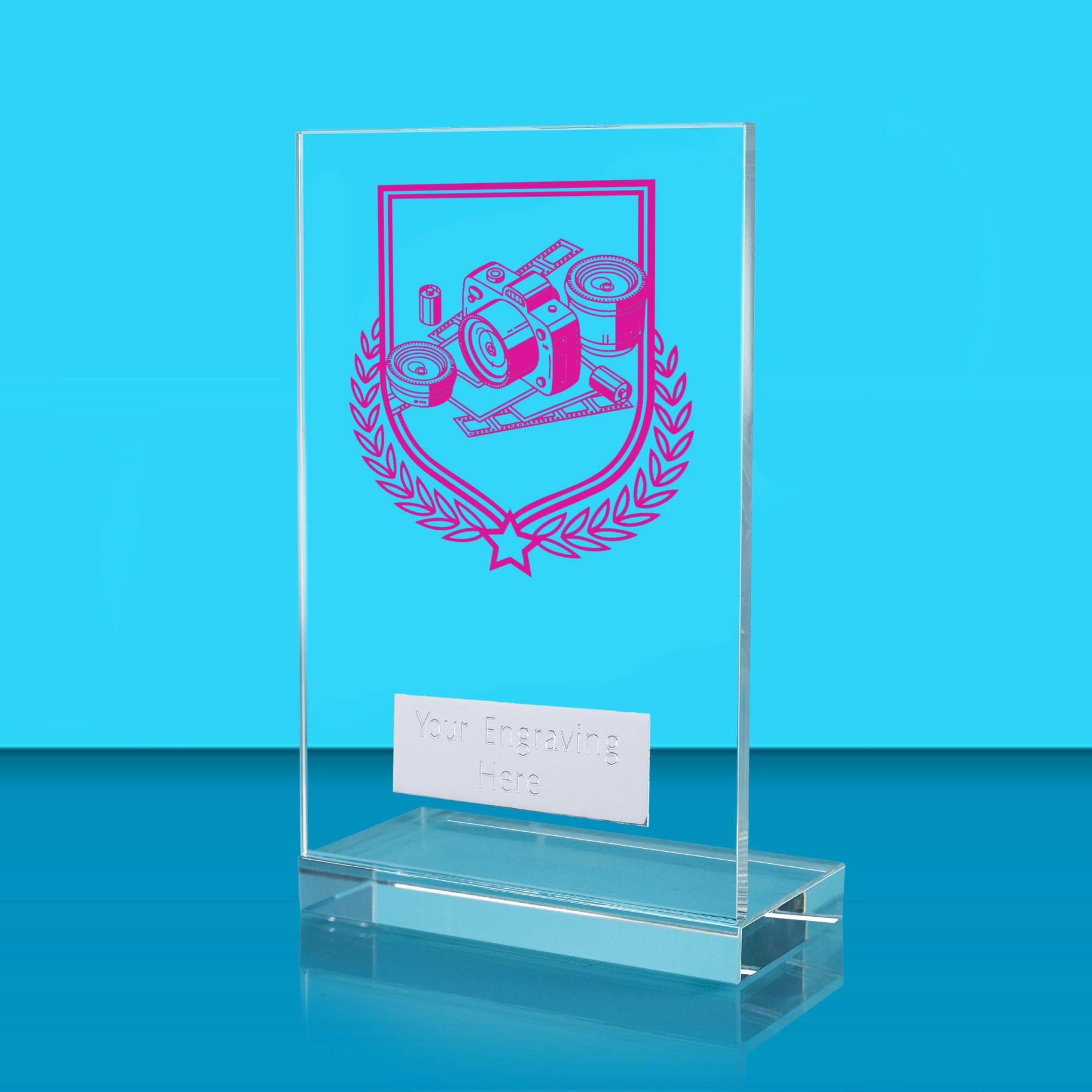 UV Colour Printed Photography L Shaped Jade Glass Award