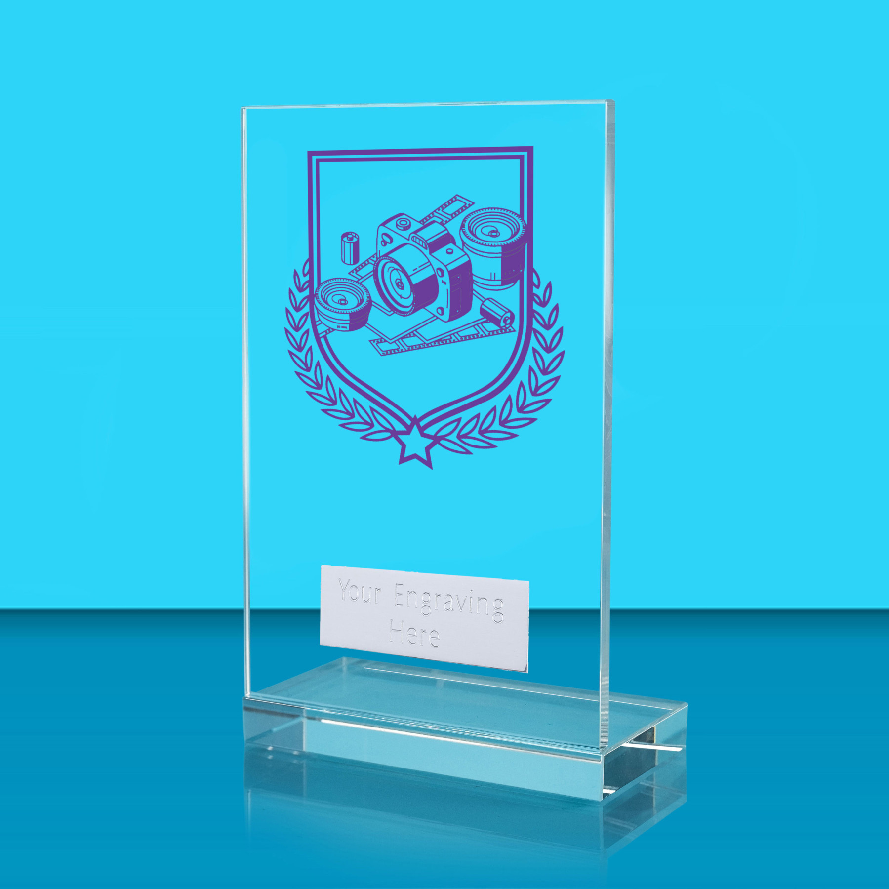 UV Colour Printed Photography L Shaped Jade Glass Award