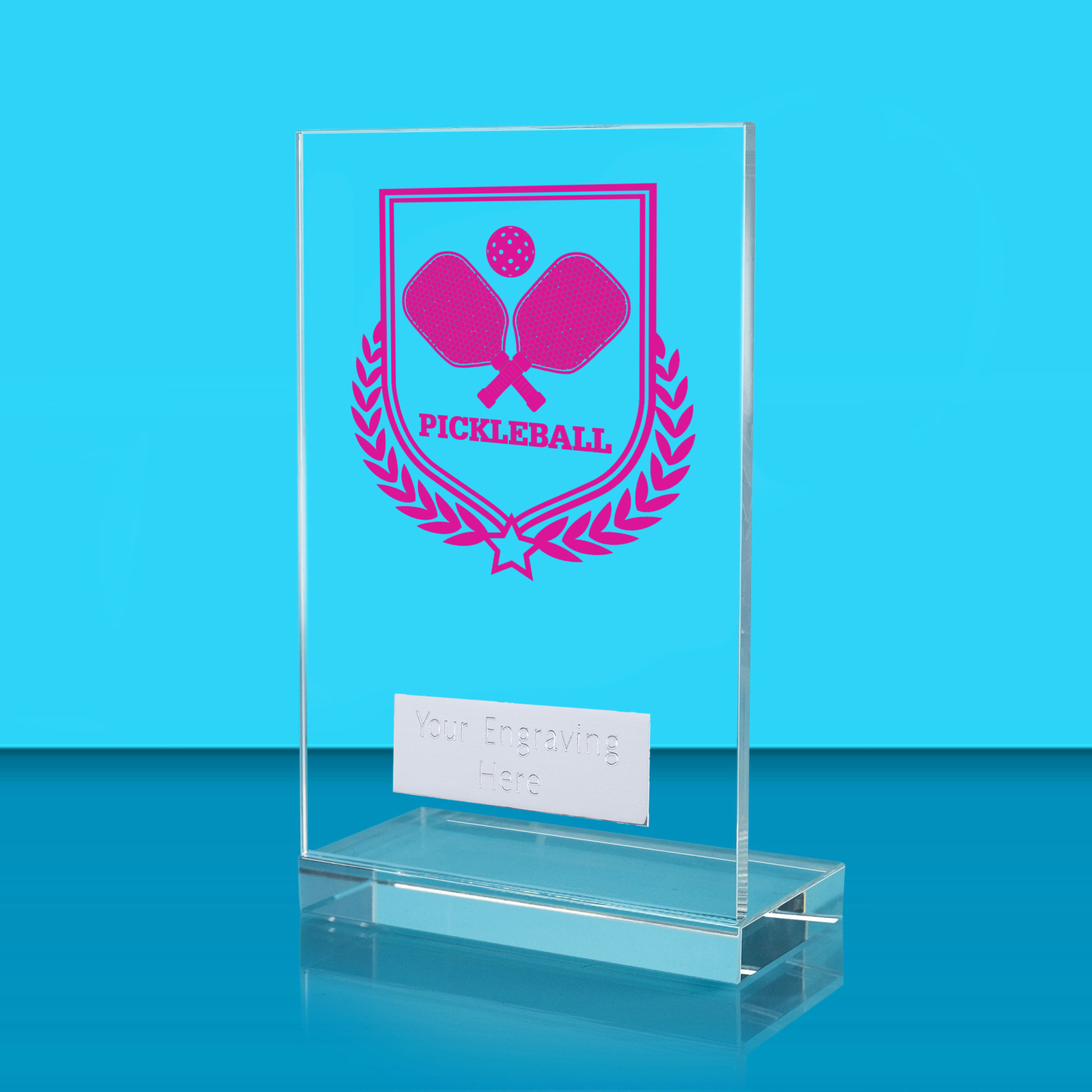 UV Colour Printed Pickleball L Shaped Jade Glass Award
