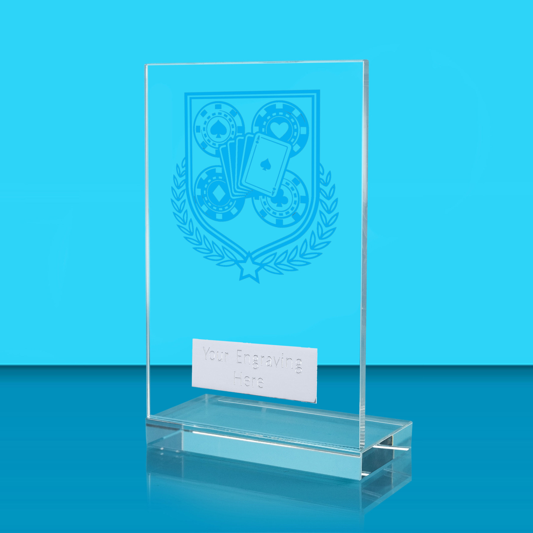 UV Colour Printed Poker L Shaped Jade Glass Award