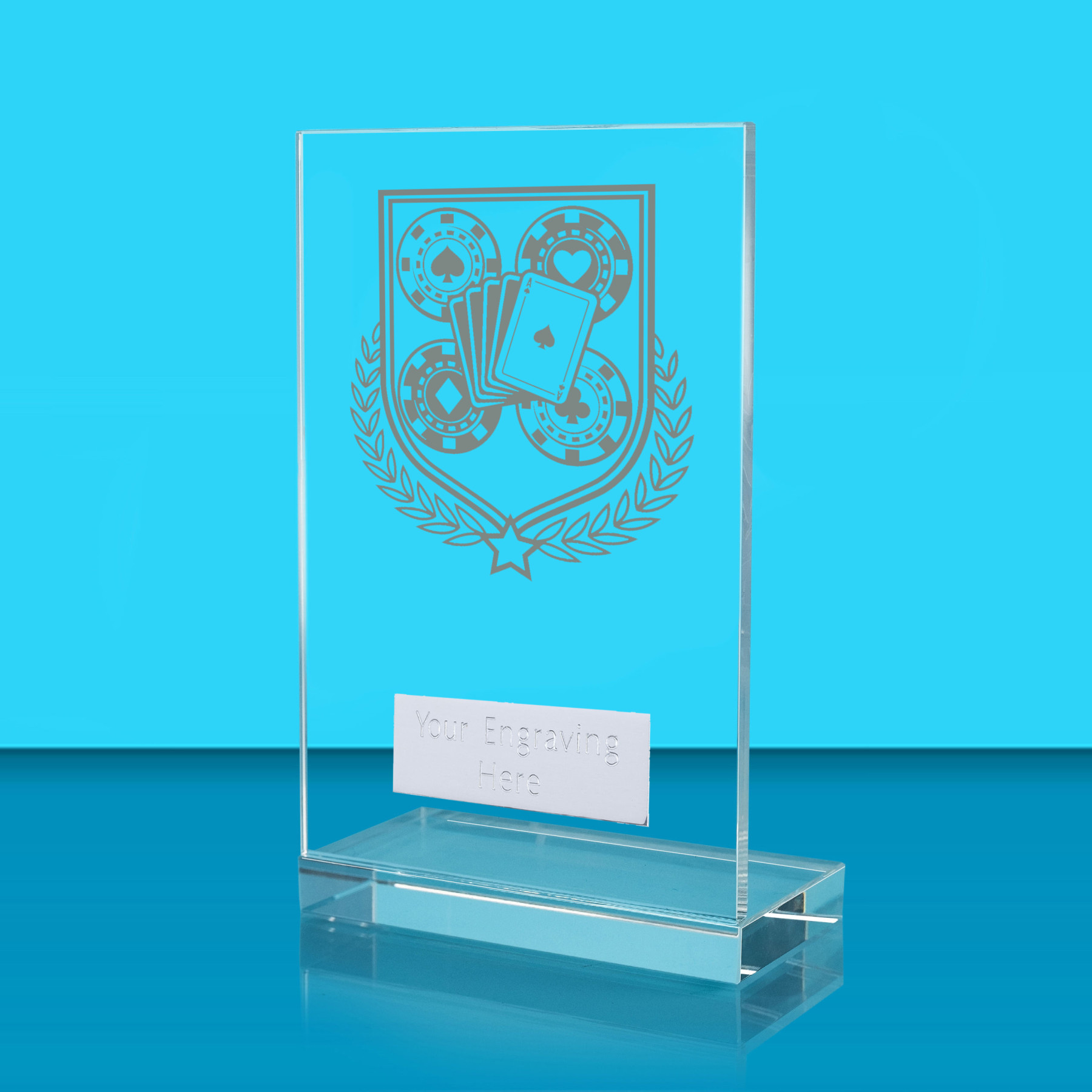 UV Colour Printed Poker L Shaped Jade Glass Award
