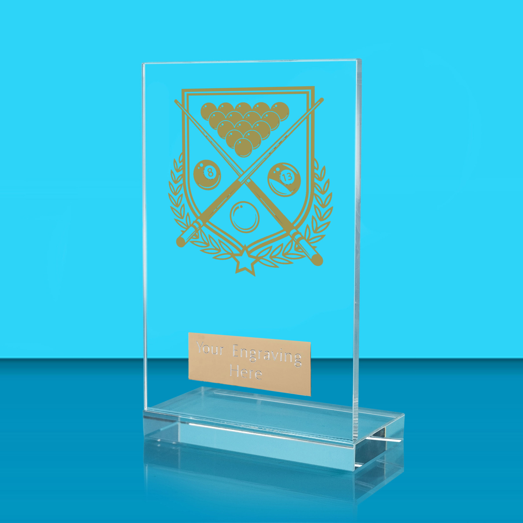 UV Colour Printed Pool L Shaped Jade Glass Award