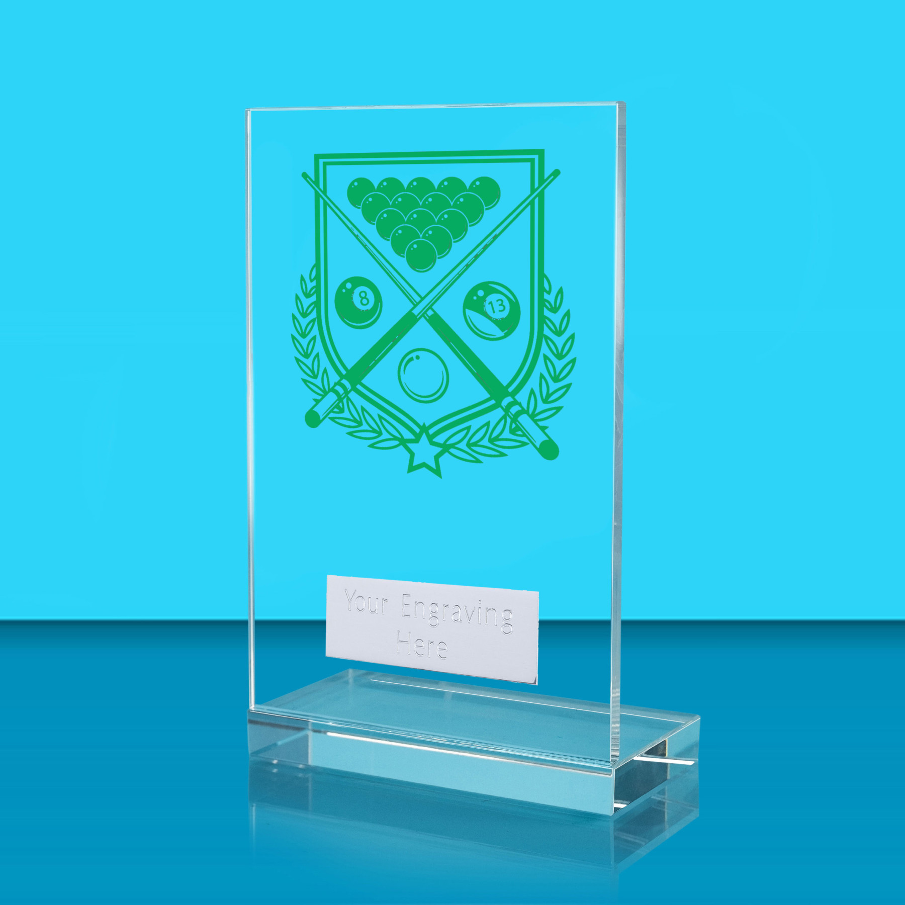 UV Colour Printed Pool L Shaped Jade Glass Award