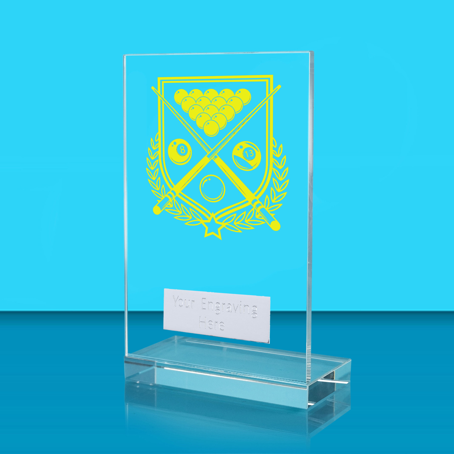 UV Colour Printed Pool L Shaped Jade Glass Award
