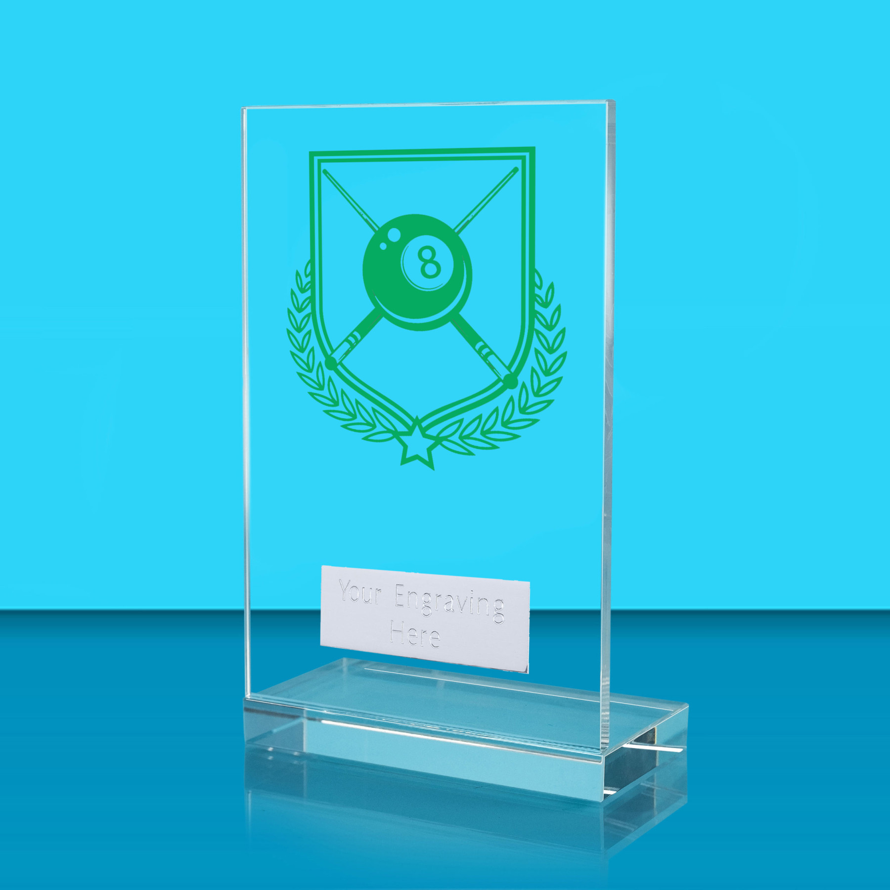 UV Colour Printed Pool L Shaped Jade Glass Award