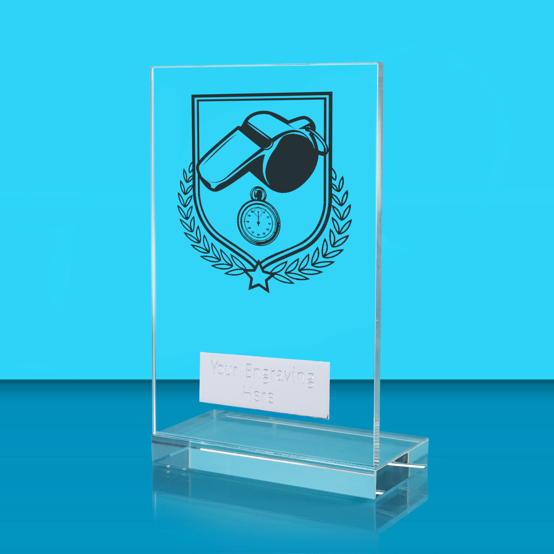 UV Colour Printed Referee L Shaped Jade Glass Award