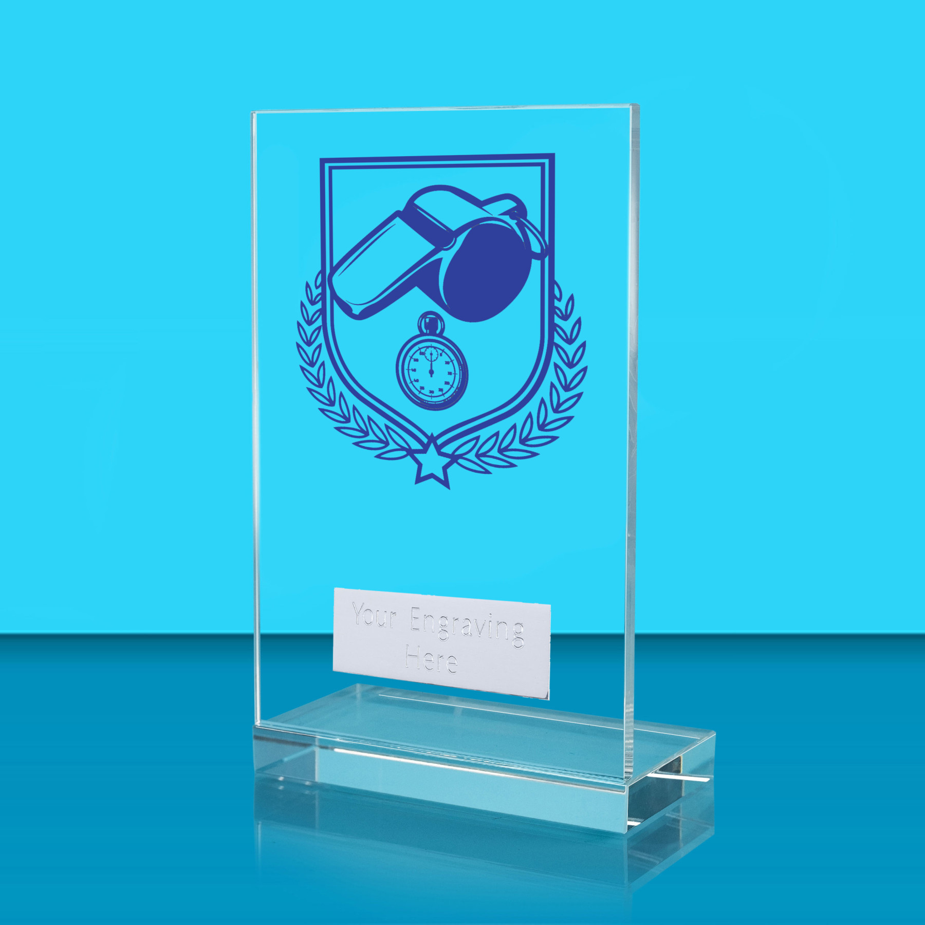 UV Colour Printed Referee L Shaped Jade Glass Award