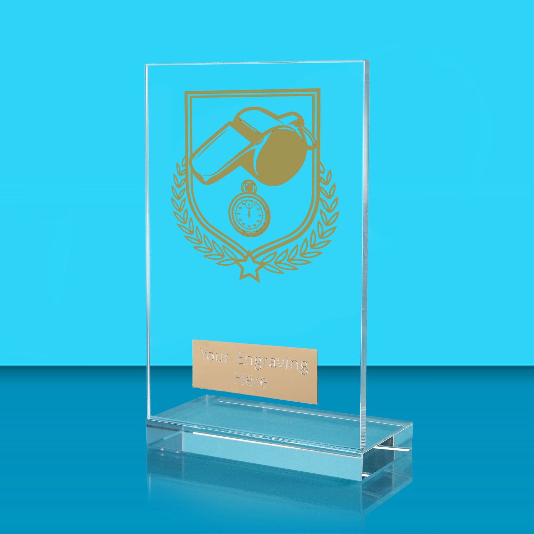 UV Colour Printed Referee L Shaped Jade Glass Award