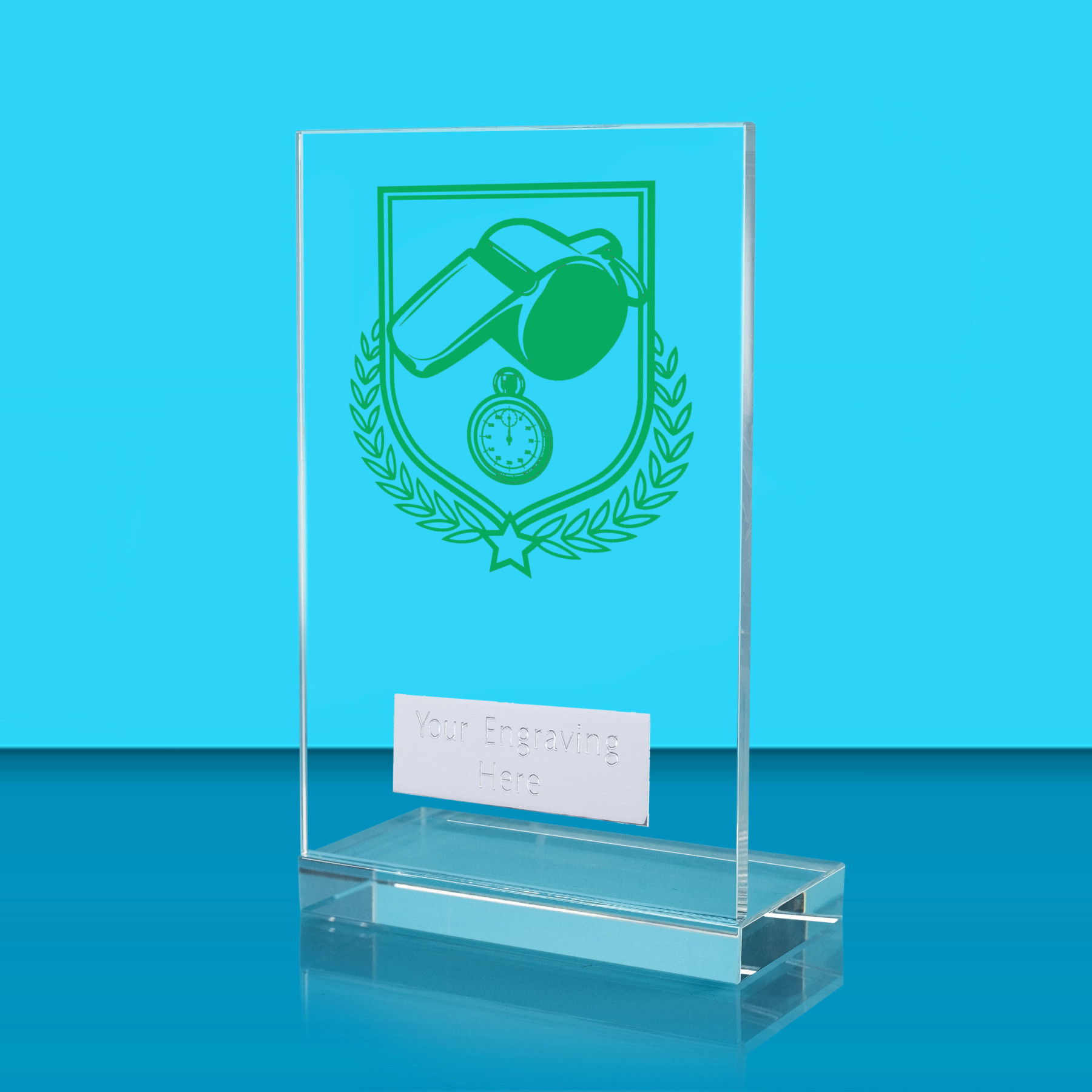 UV Colour Printed Referee L Shaped Jade Glass Award