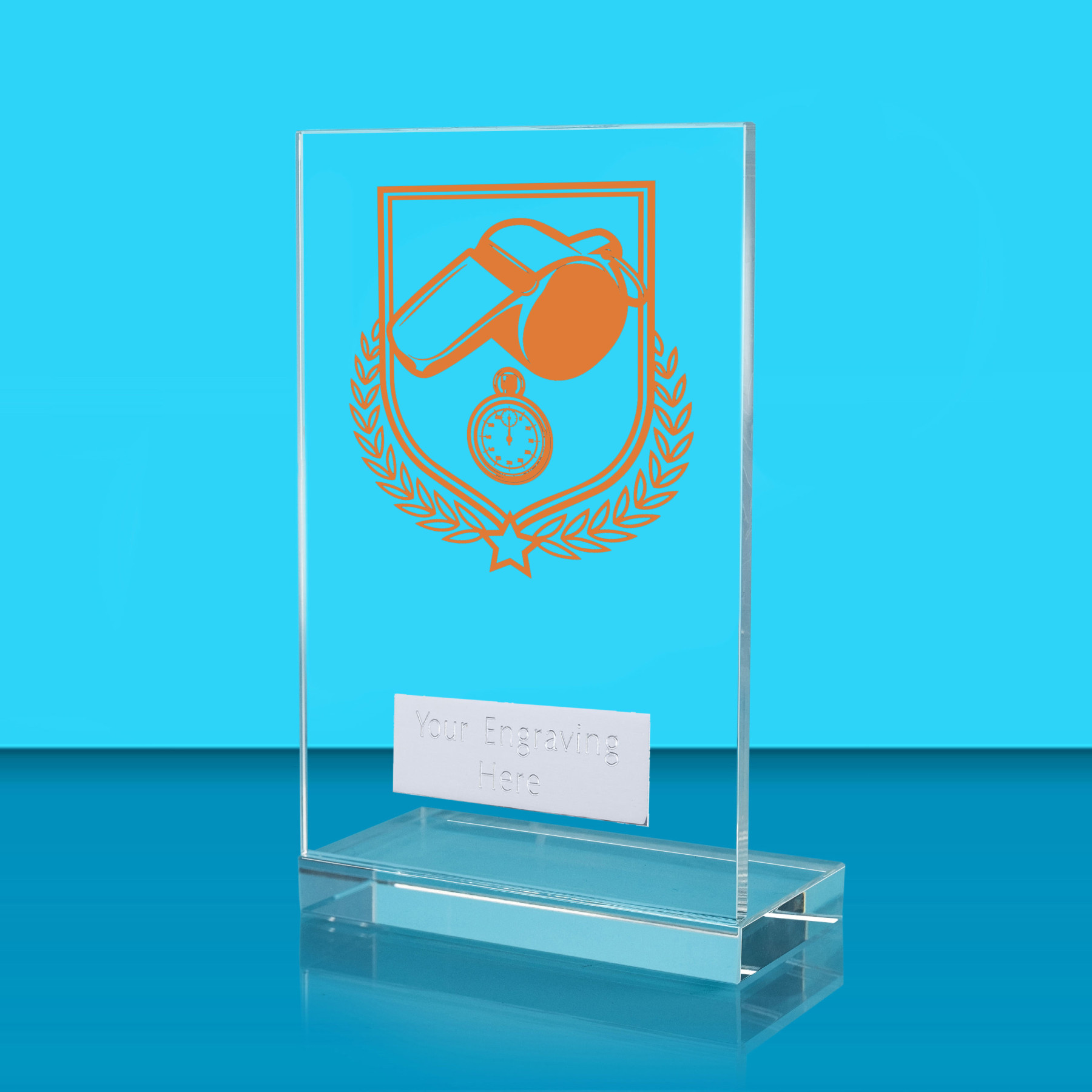 UV Colour Printed Referee L Shaped Jade Glass Award