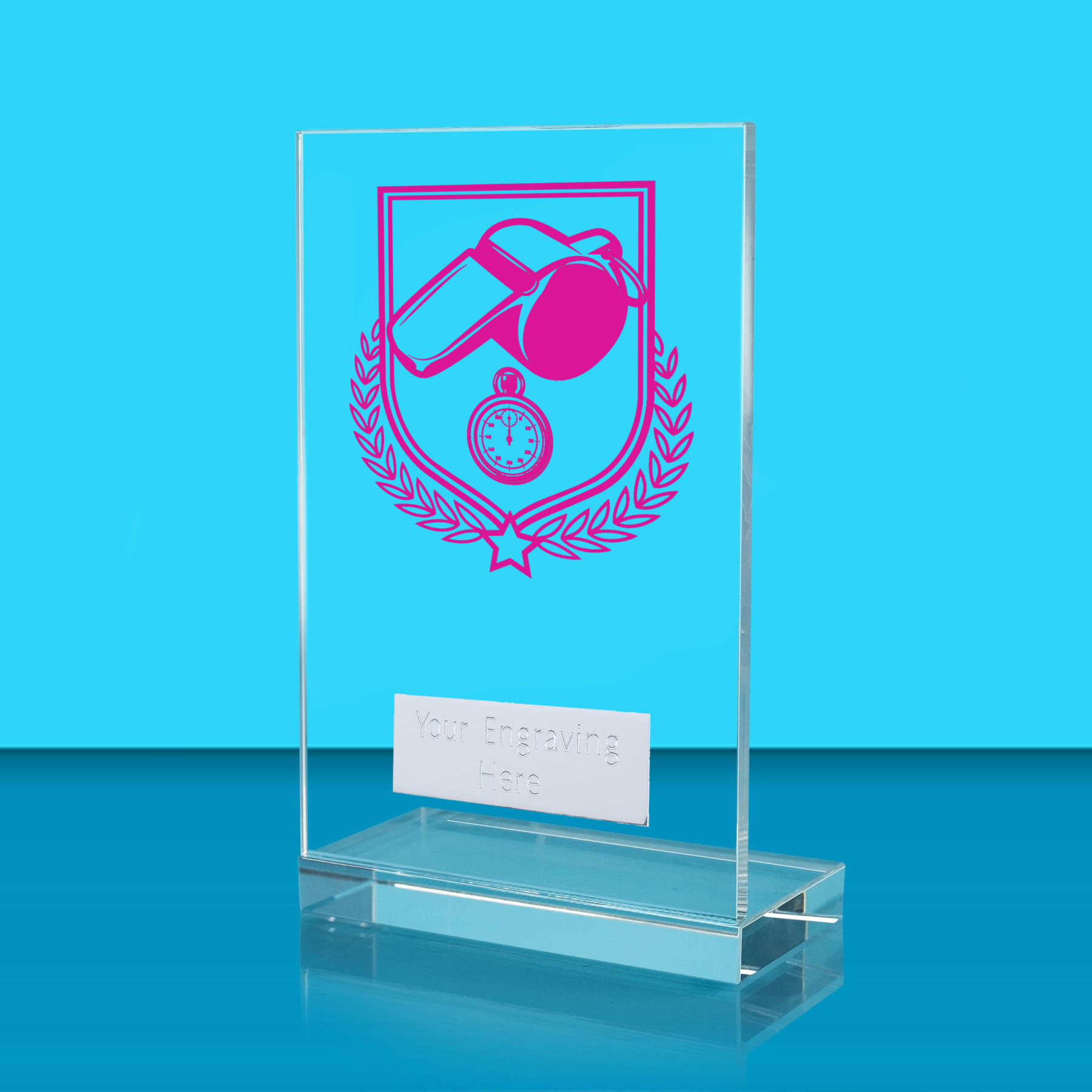 UV Colour Printed Referee L Shaped Jade Glass Award