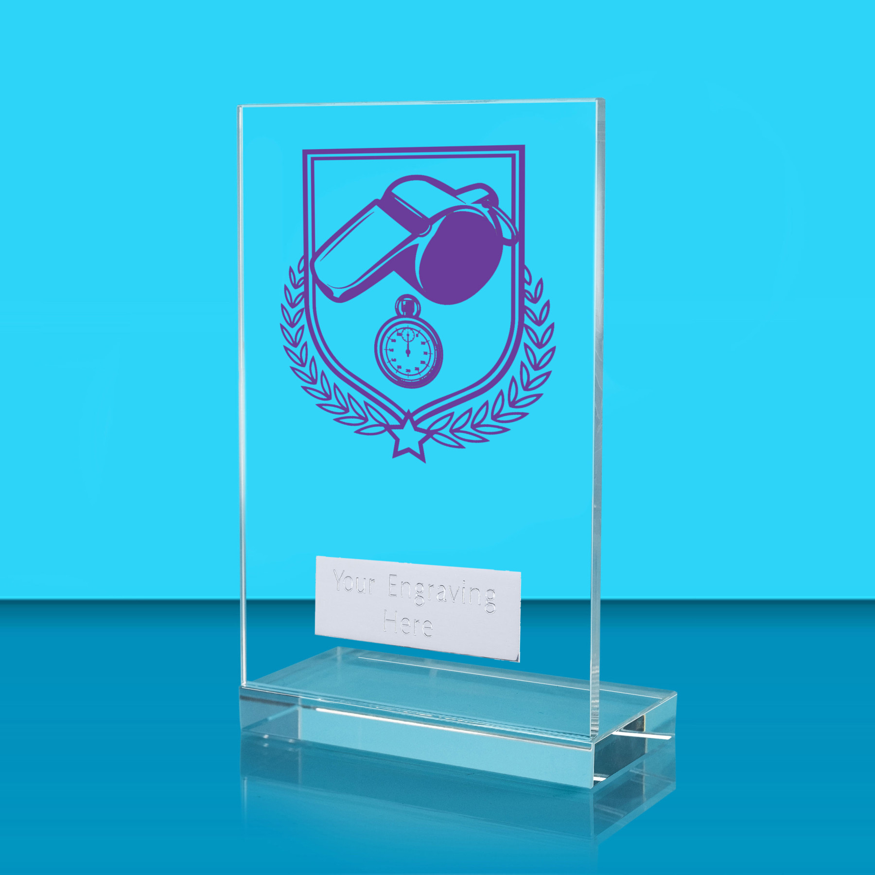 UV Colour Printed Referee L Shaped Jade Glass Award