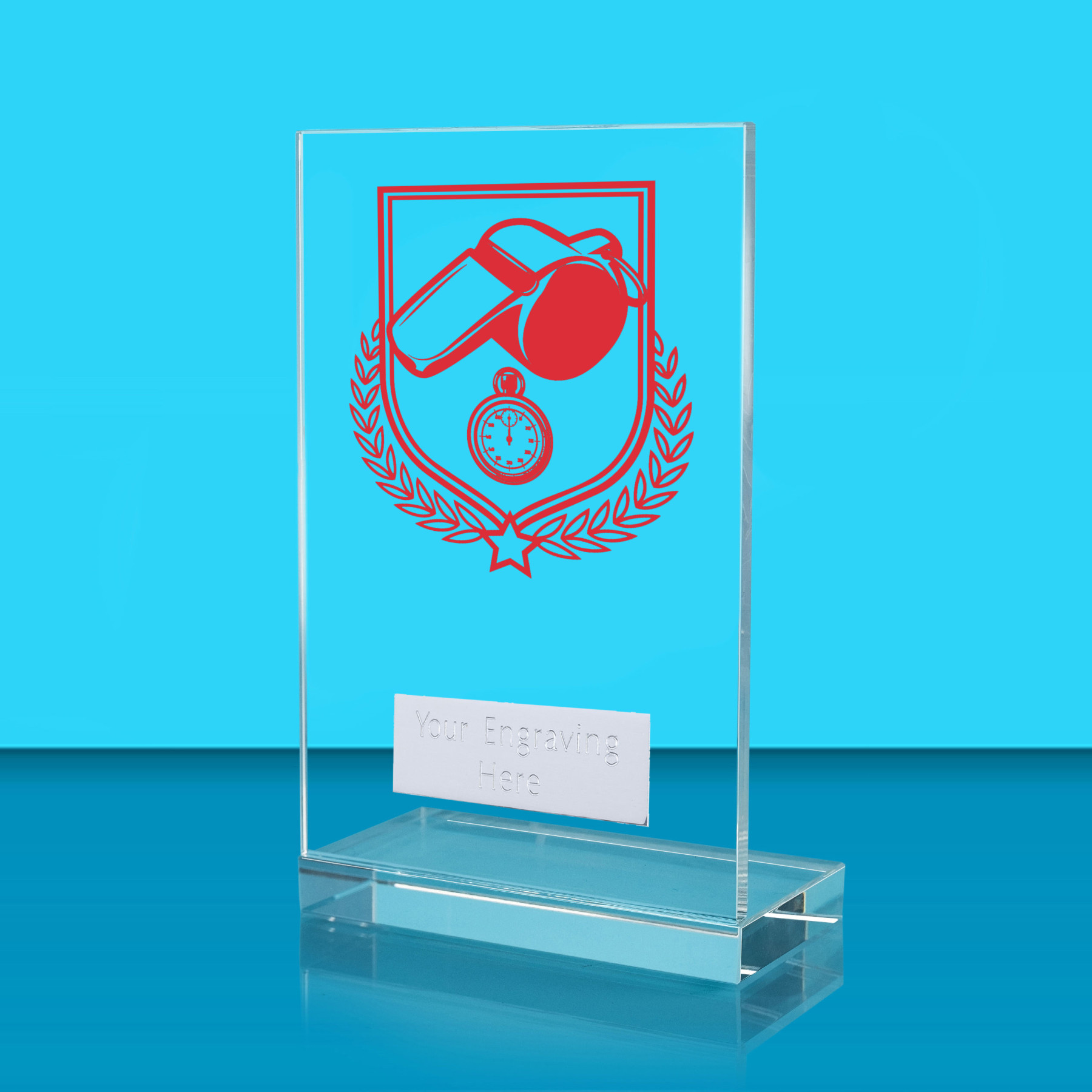 UV Colour Printed Referee L Shaped Jade Glass Award