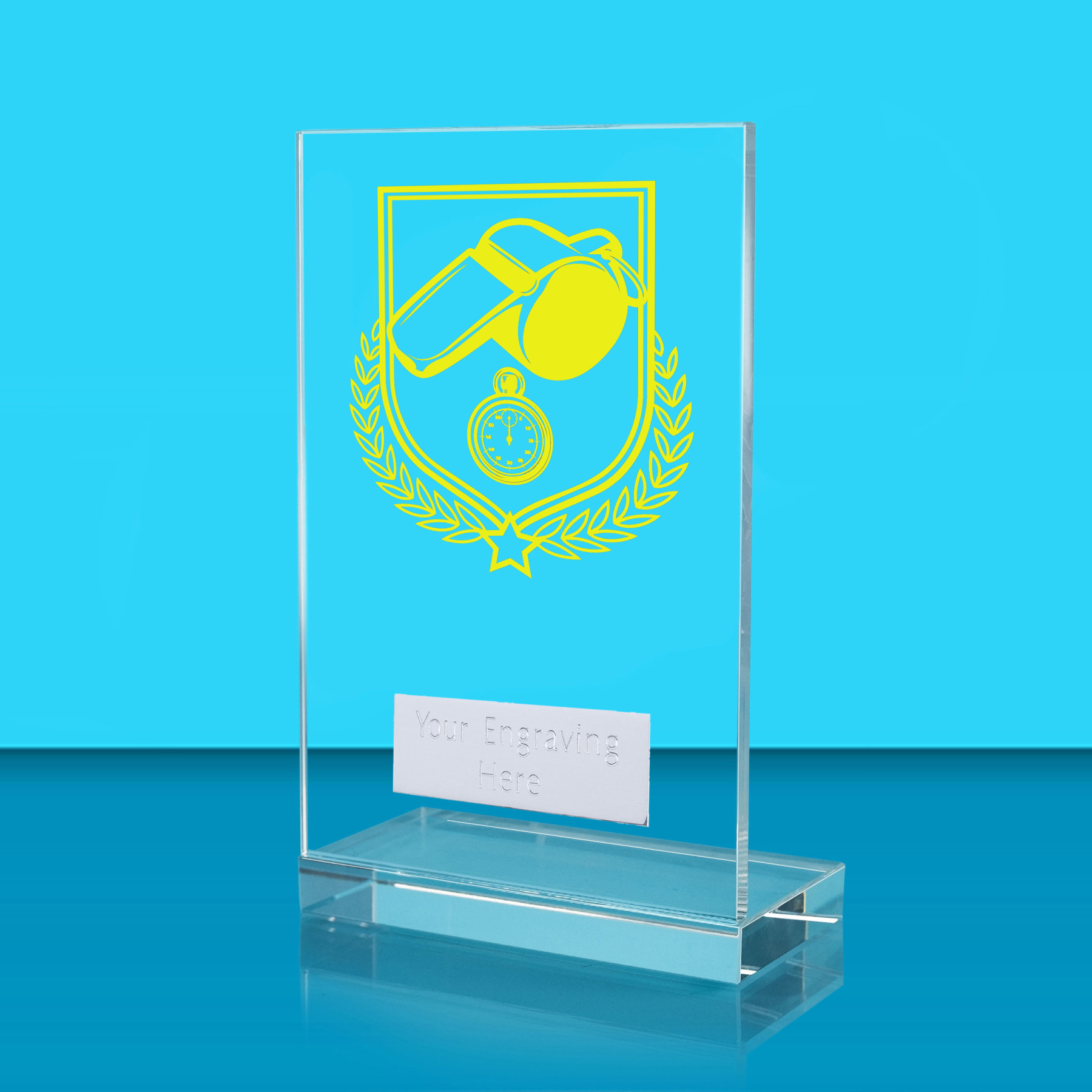 UV Colour Printed Referee L Shaped Jade Glass Award
