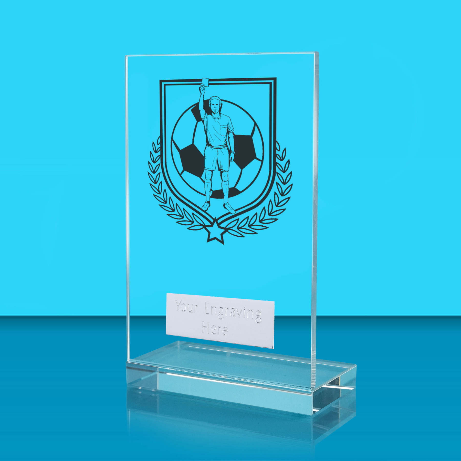 UV Colour Printed Referee L Shaped Jade Glass Award
