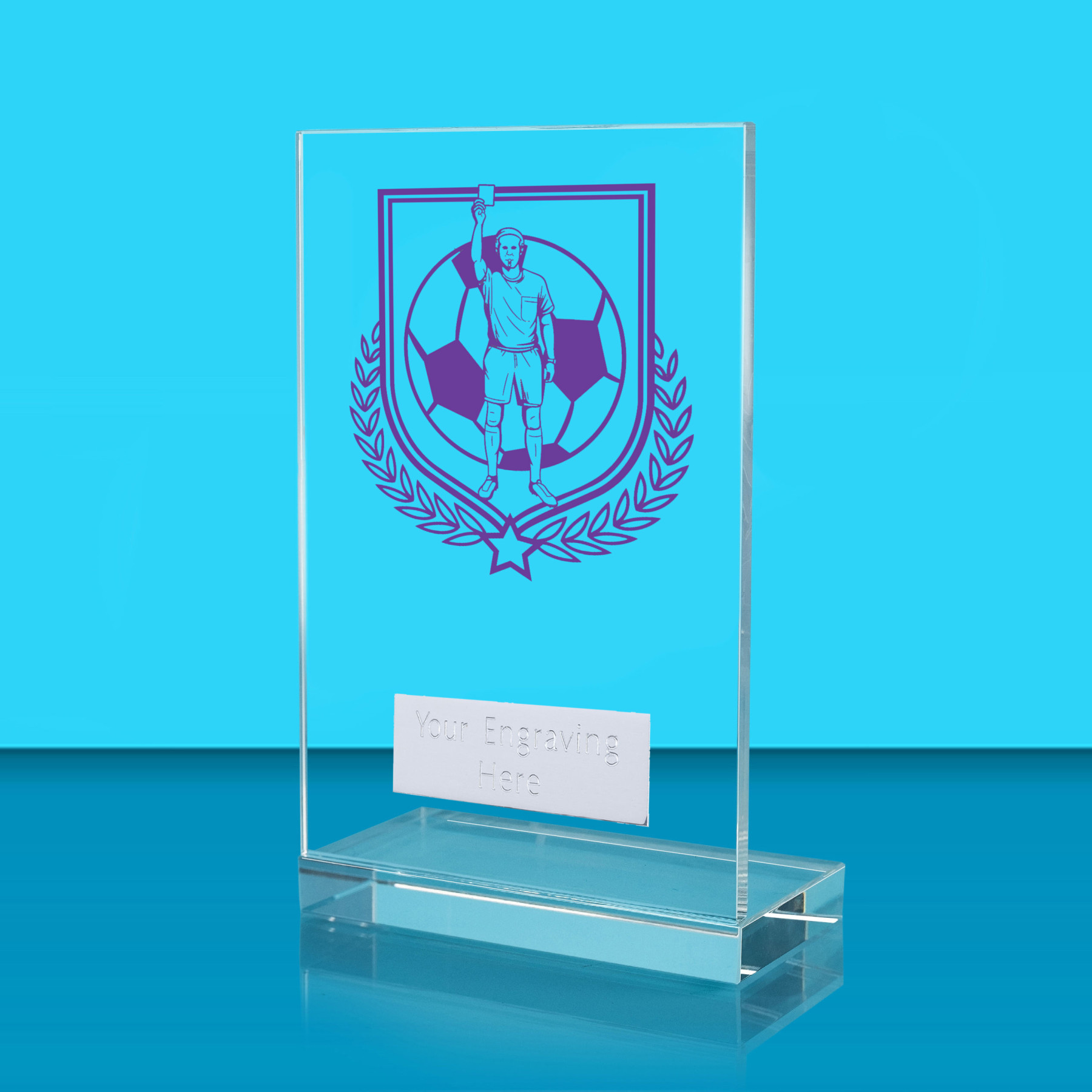 UV Colour Printed Referee L Shaped Jade Glass Award
