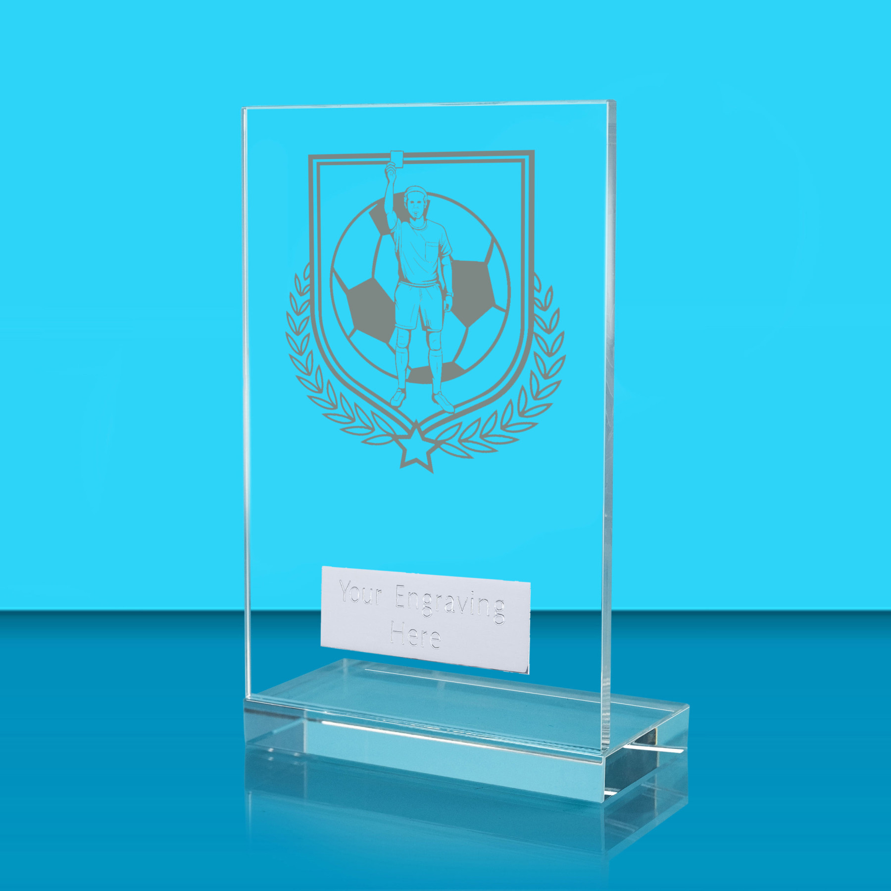 UV Colour Printed Referee L Shaped Jade Glass Award